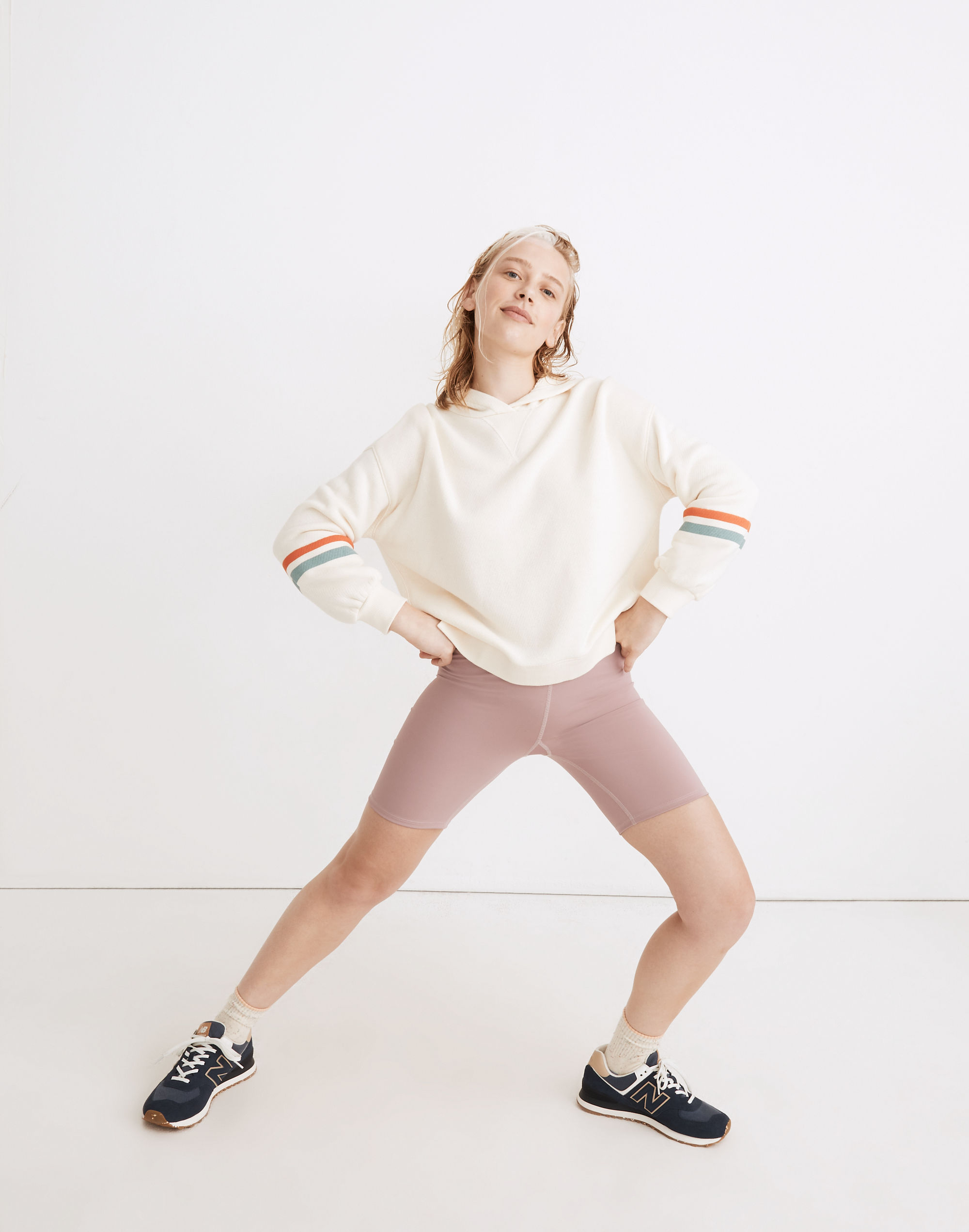 MWL Airyterry Hoodie Sweatshirt: Stripe-Sleeve Edition | Madewell