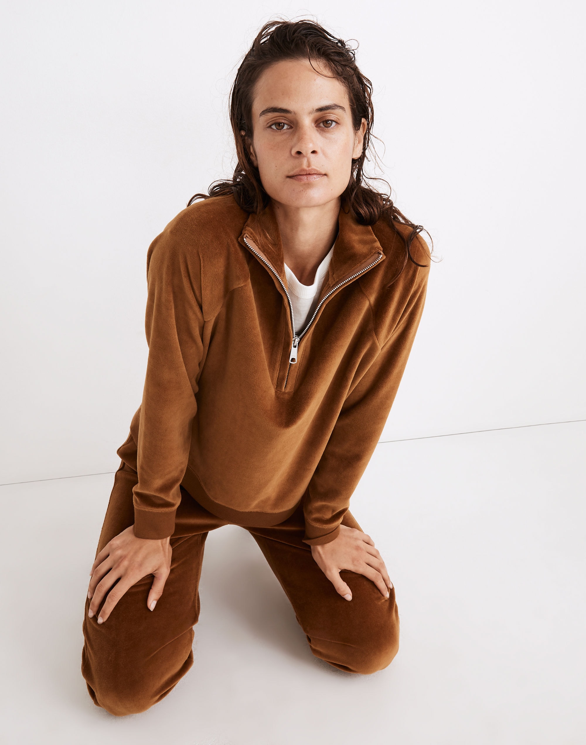 MWL Velour Half-Zip Sweatshirt | Madewell