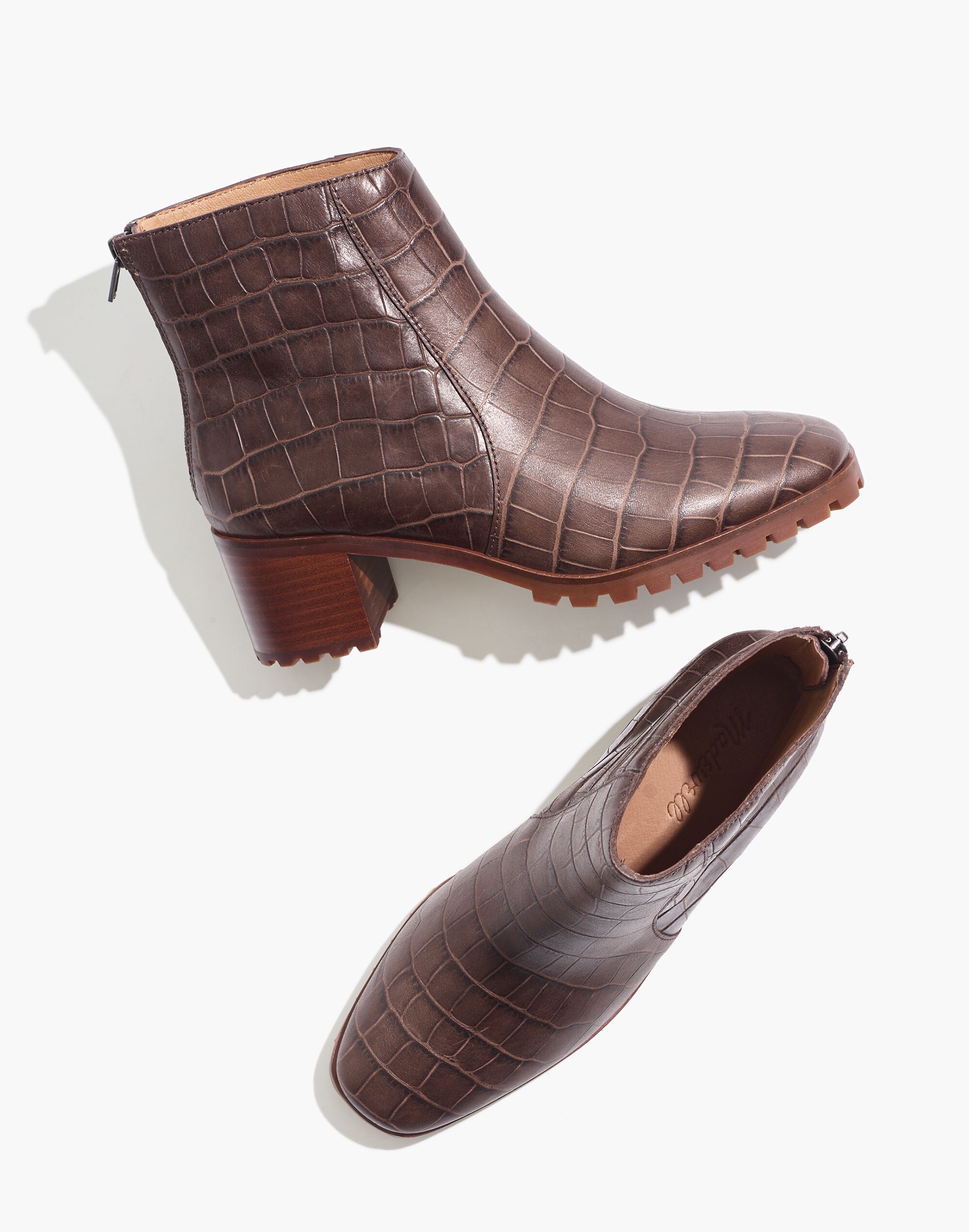 The Katie Lugsole Boot in Croc Embossed Leather