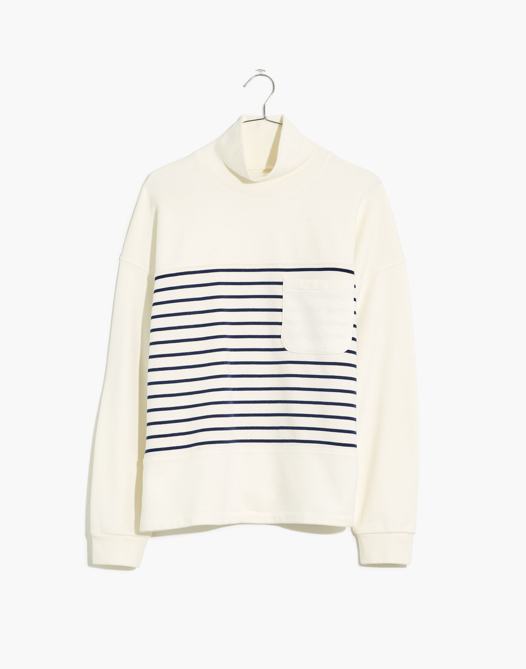 (Re)sourced Cotton Mockneck Pocket Sweatshirt Nautical Stripe | Madewell