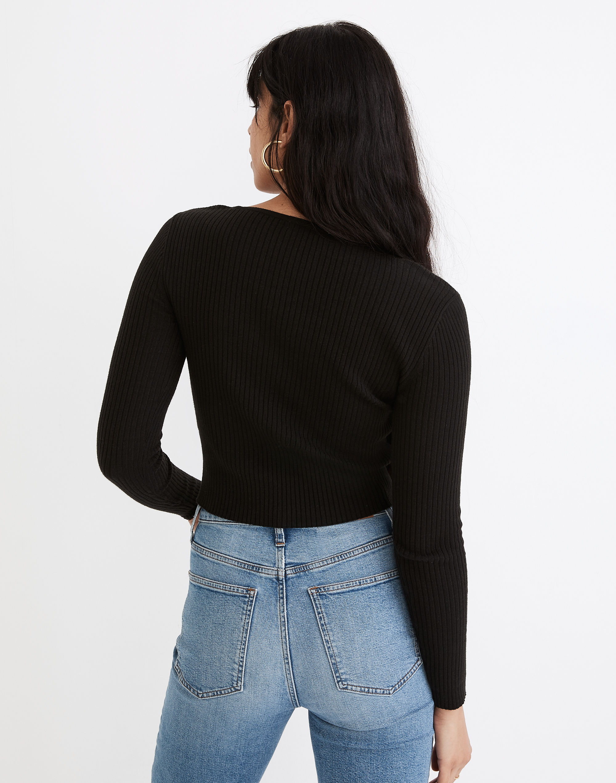 Rosseau Square-Neck Crop Cardigan Top | Madewell