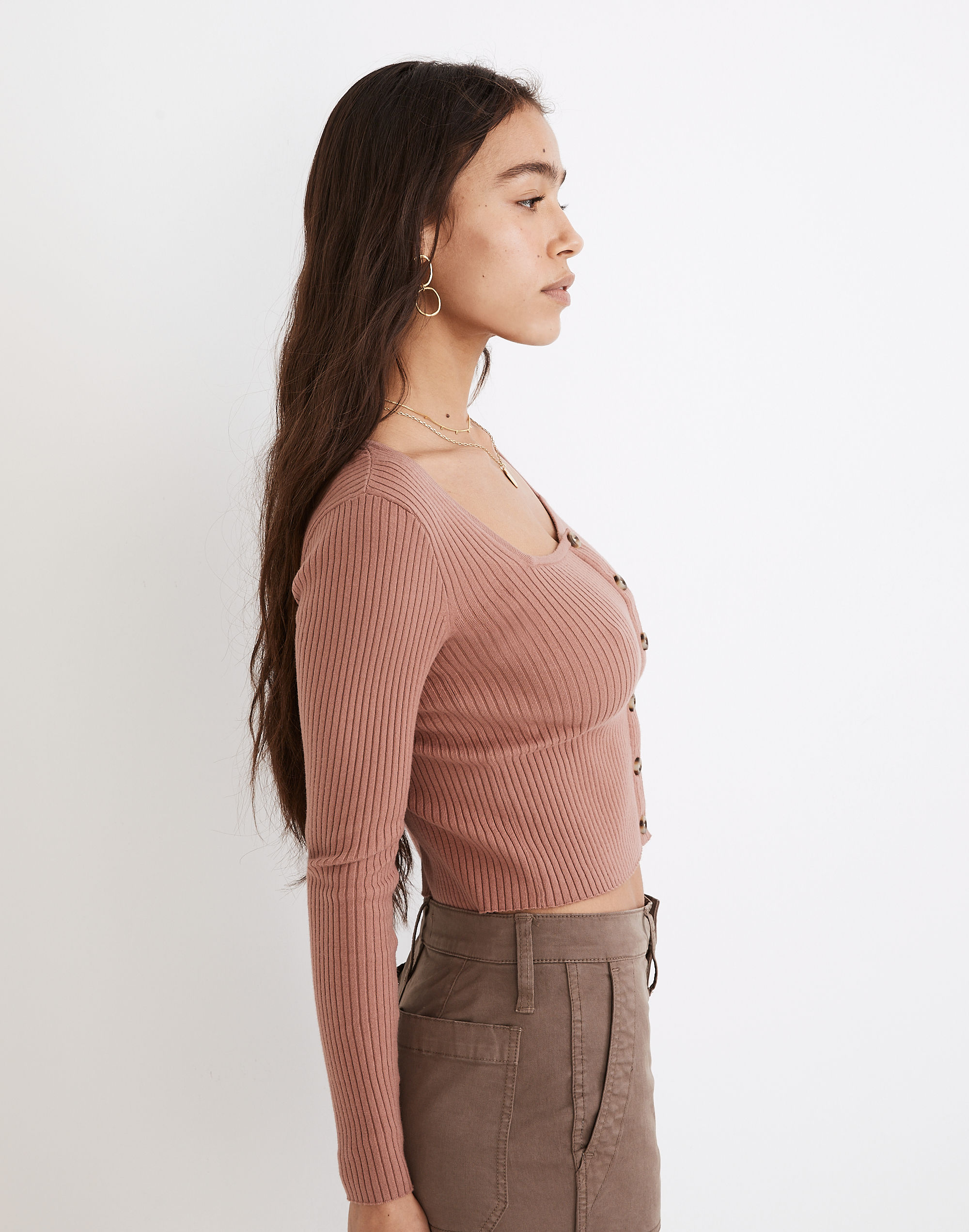 Rosseau Square-Neck Crop Cardigan Top | Madewell