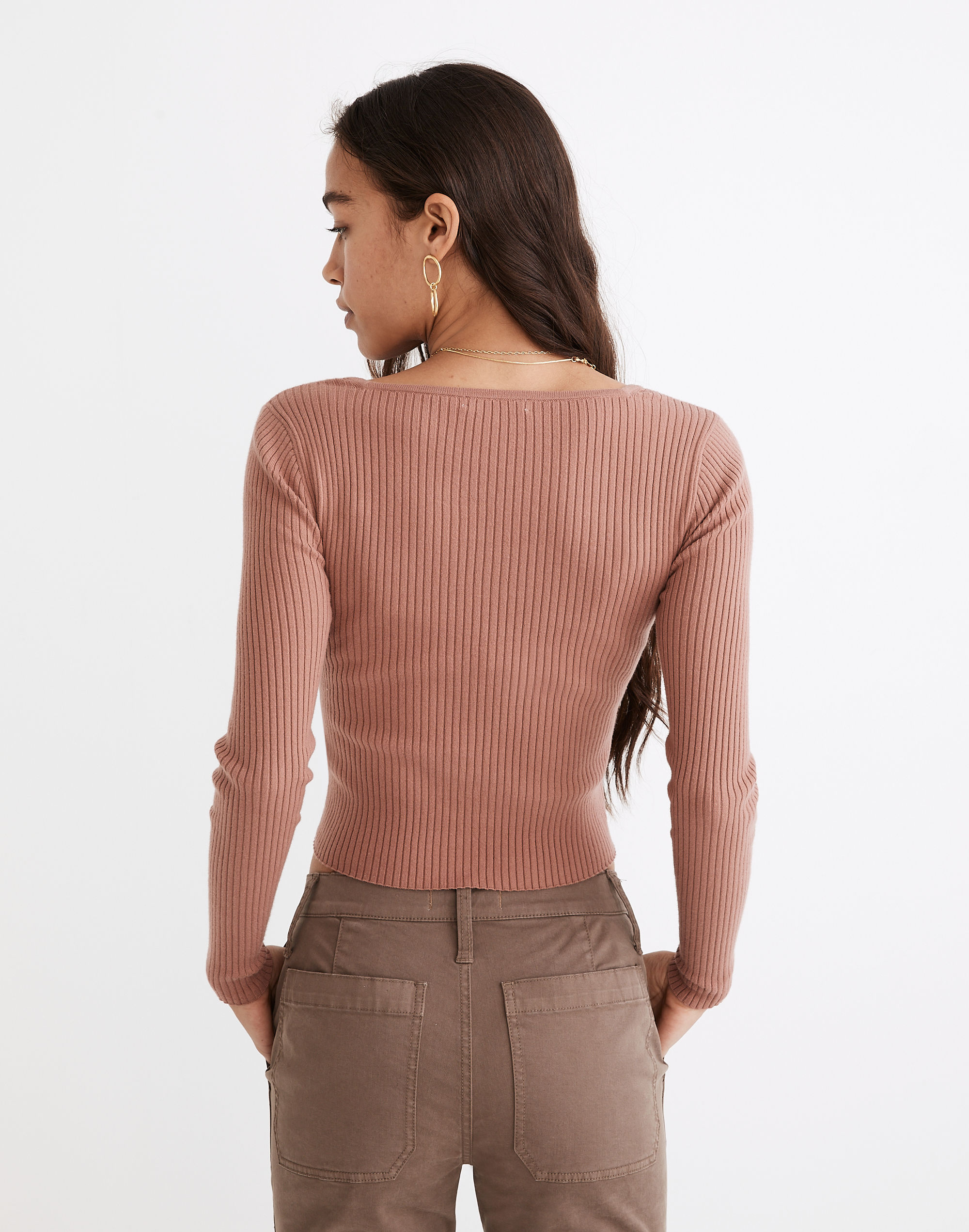 Rosseau Square-Neck Crop Cardigan Top | Madewell