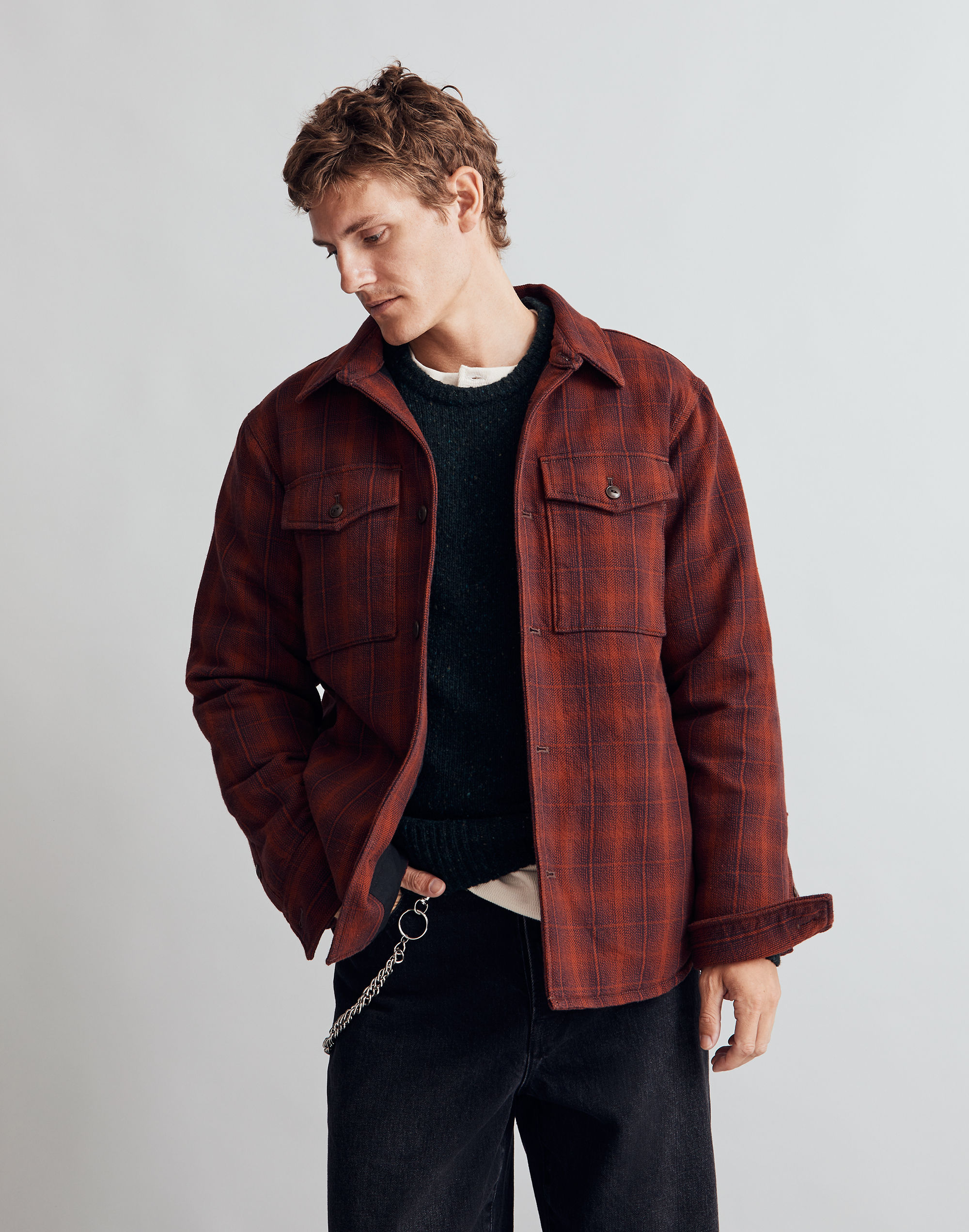 Madewell Men's Quilted Shirt-Jacket in Plaid - Size XS