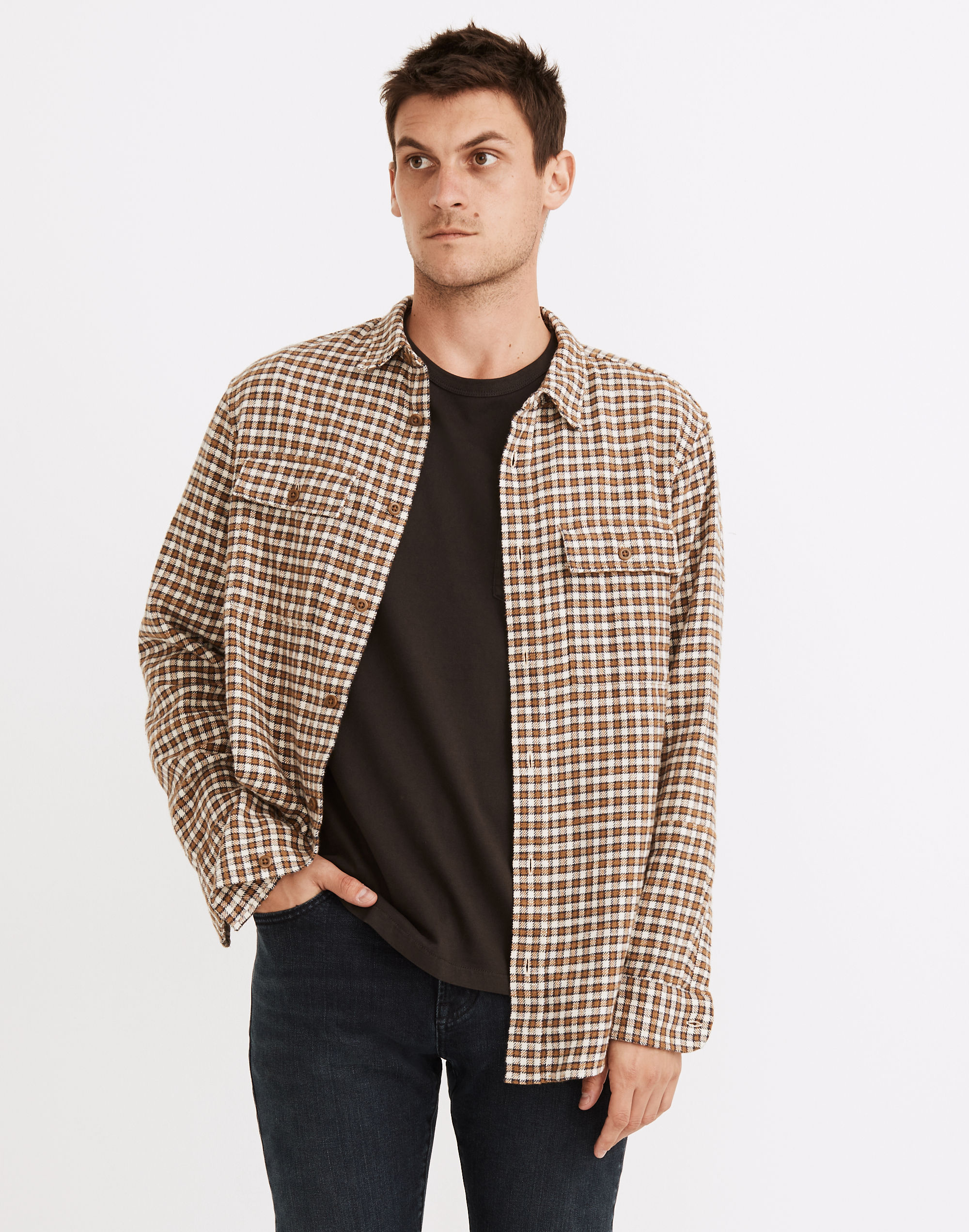 Slub Flannel Perfect Long-Sleeve Shirt Plaid | Madewell