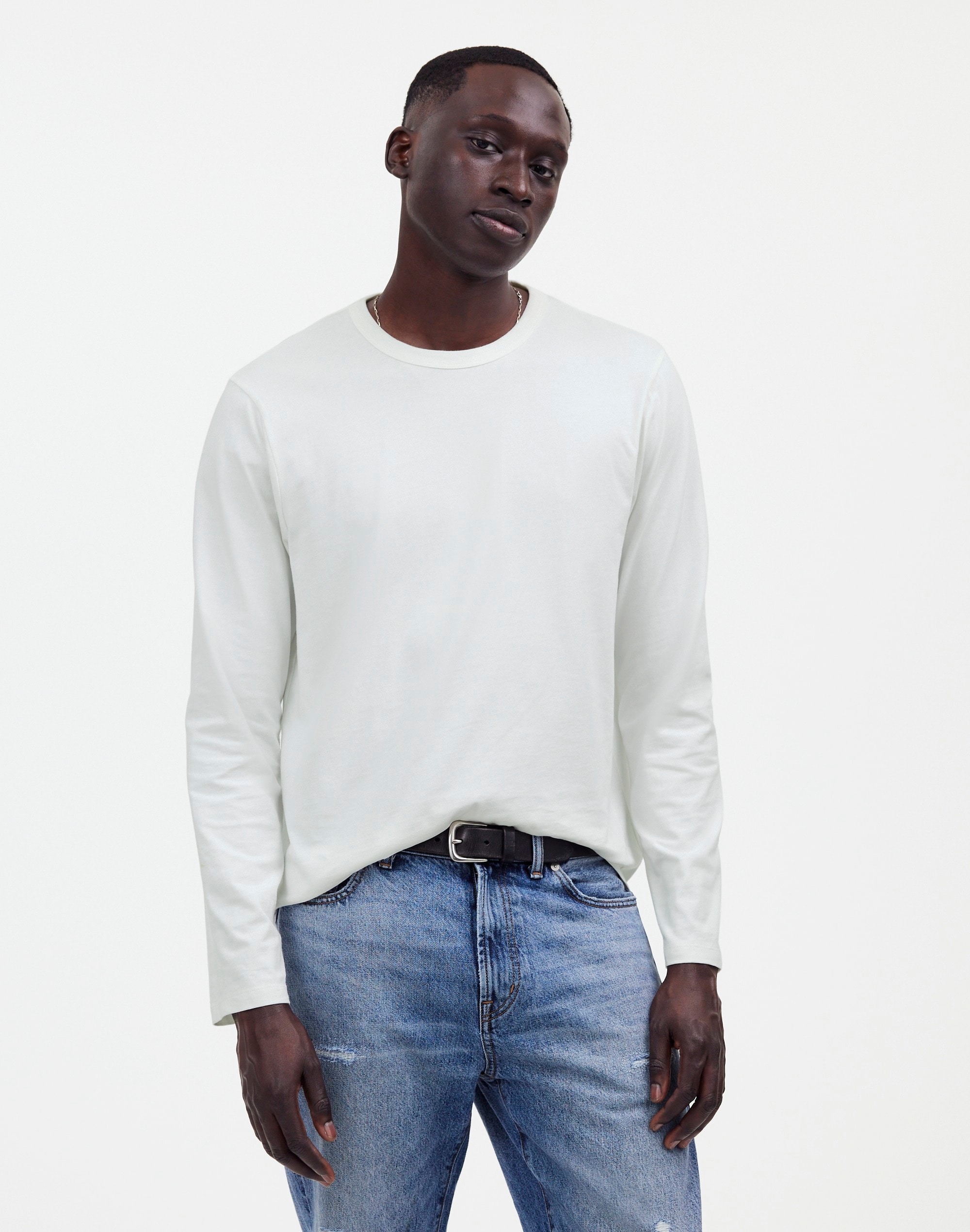 Mw Garment-dyed Allday Crewneck Tee In Soft White