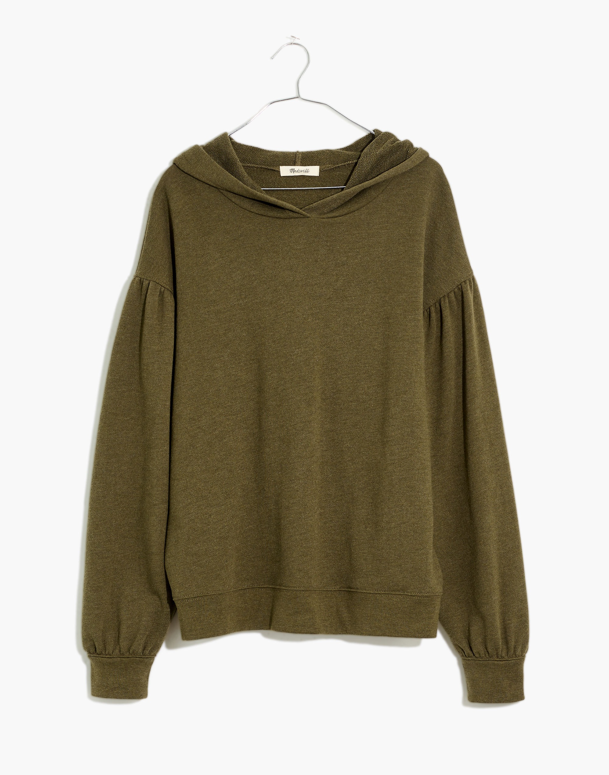 Pleat-Sleeve Shrunken Hoodie Sweatshirt | Madewell