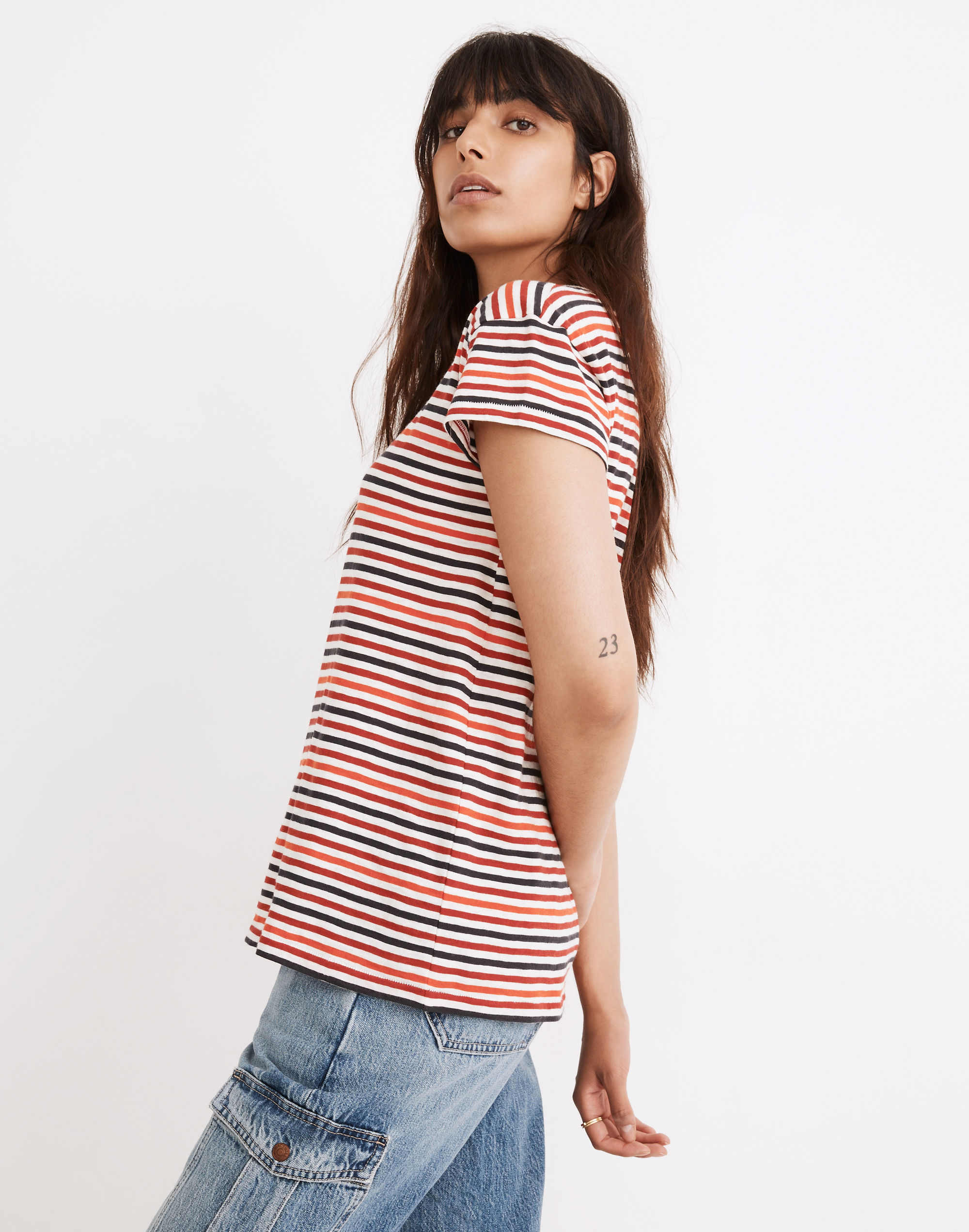 Whisper Cotton Scoopneck Tee in Bascom Stripe | Madewell