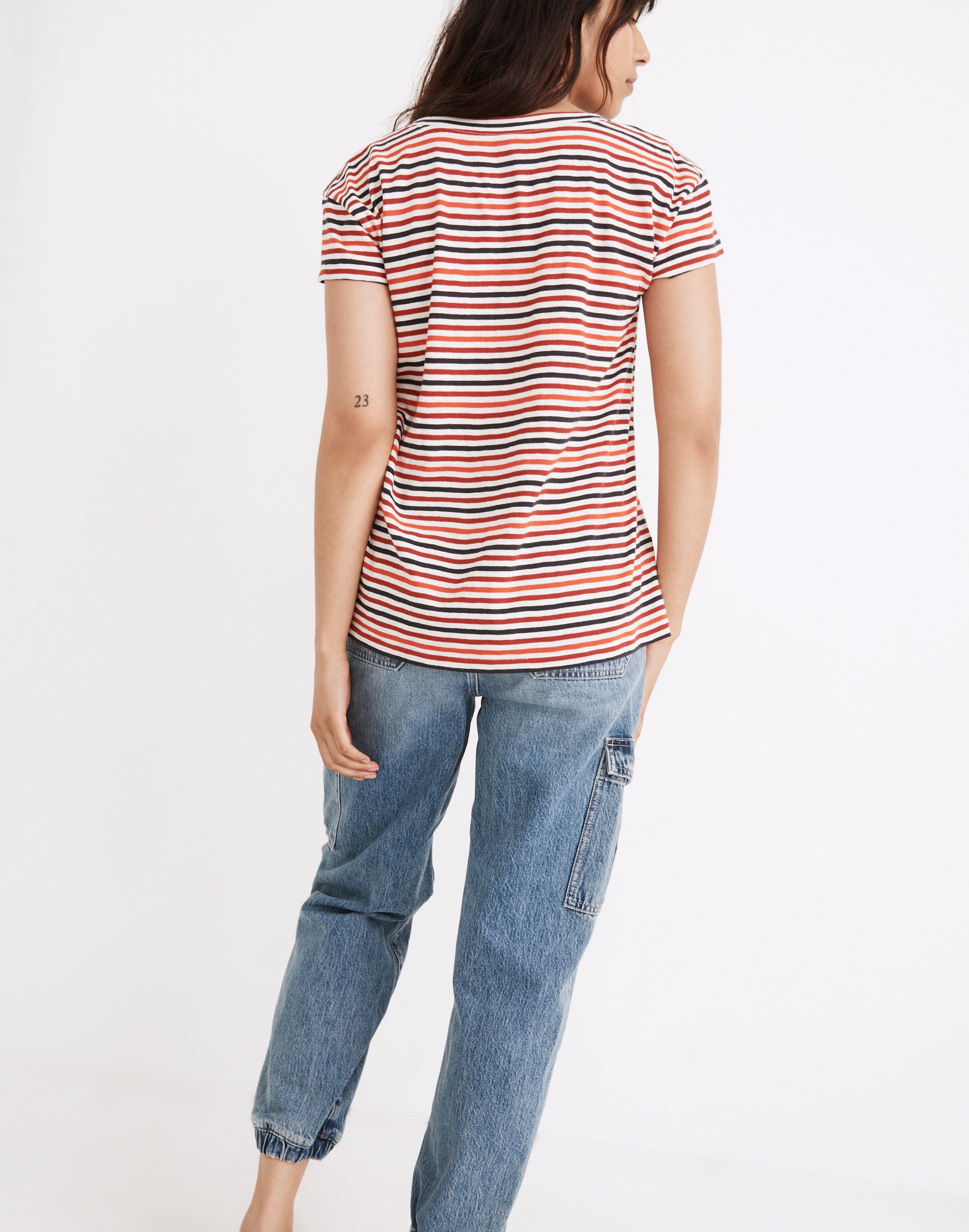 Whisper Cotton Scoopneck Tee in Bascom Stripe | Madewell