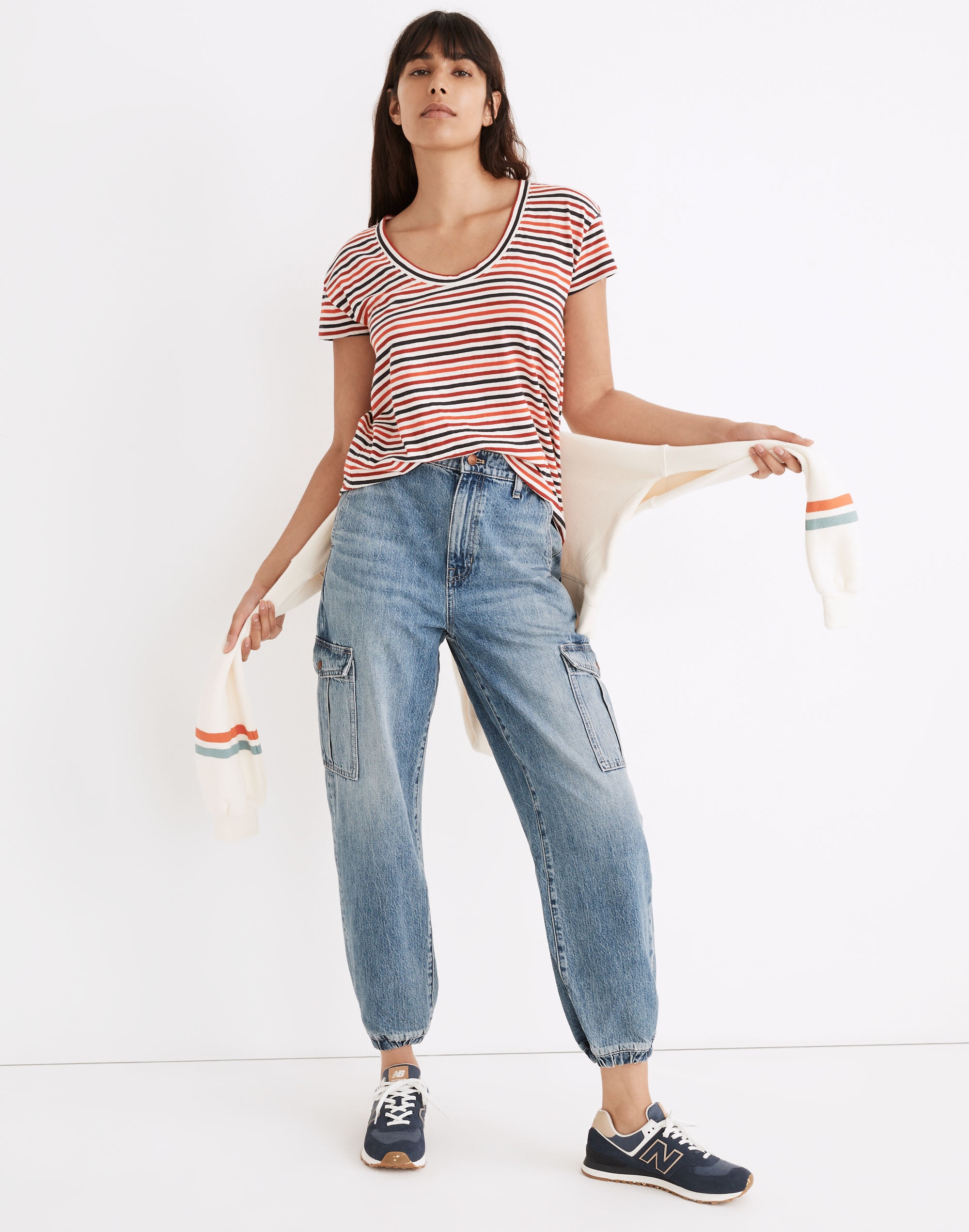 Whisper Cotton Scoopneck Tee in Bascom Stripe | Madewell