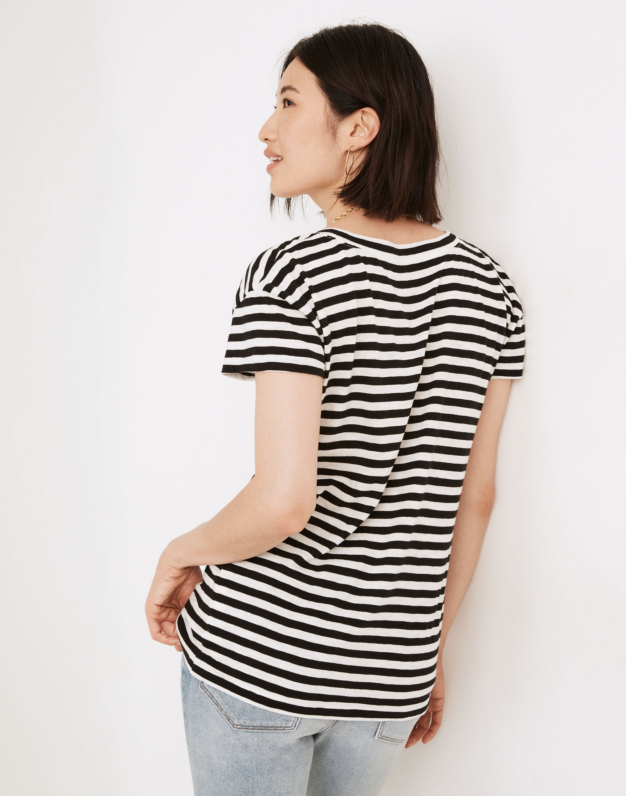 Whisper Cotton Scoopneck Tee in Pinson Stripe | Madewell