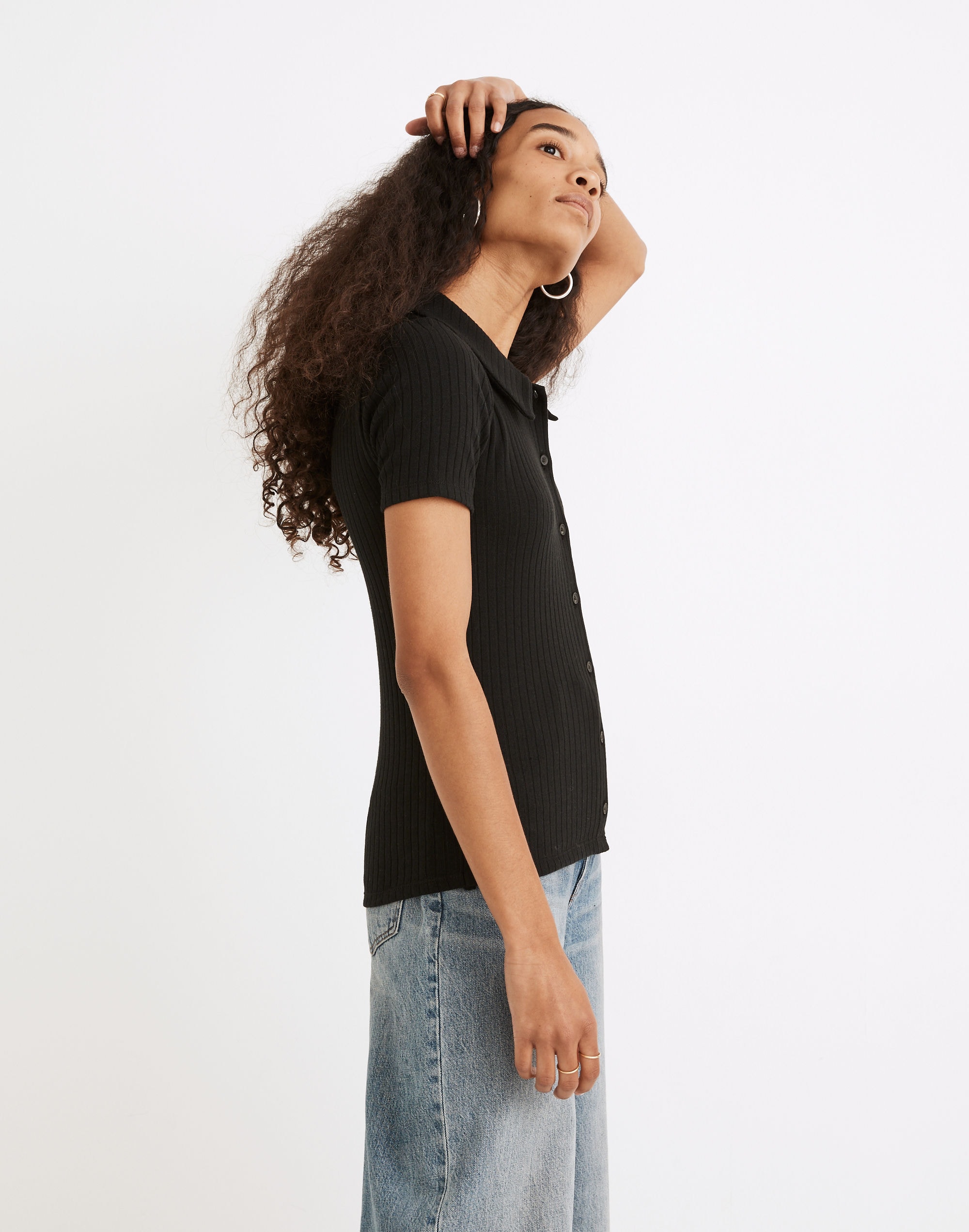 Ribbed Polo Button-Front Tee | Madewell