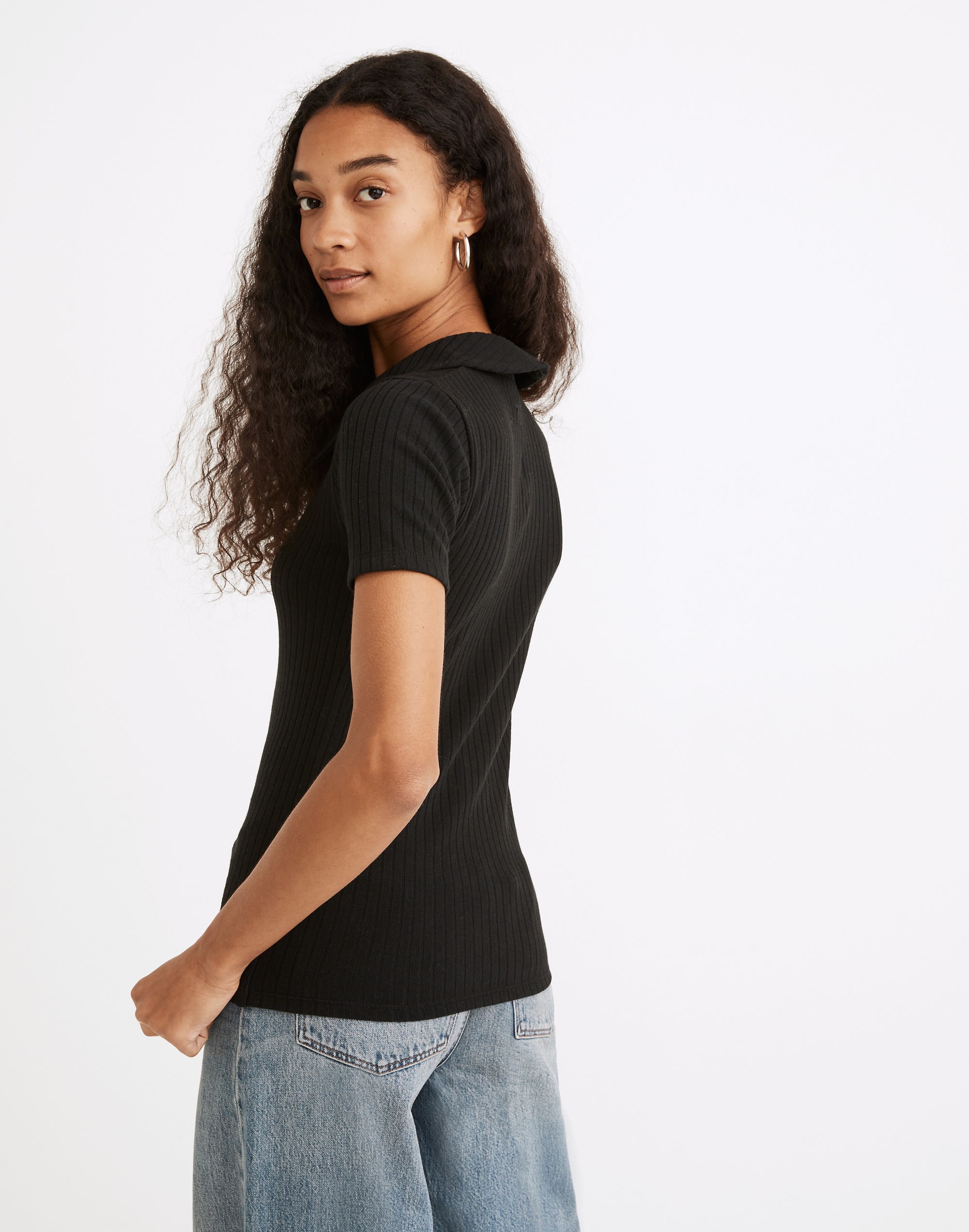 Ribbed Polo Button-Front Tee | Madewell