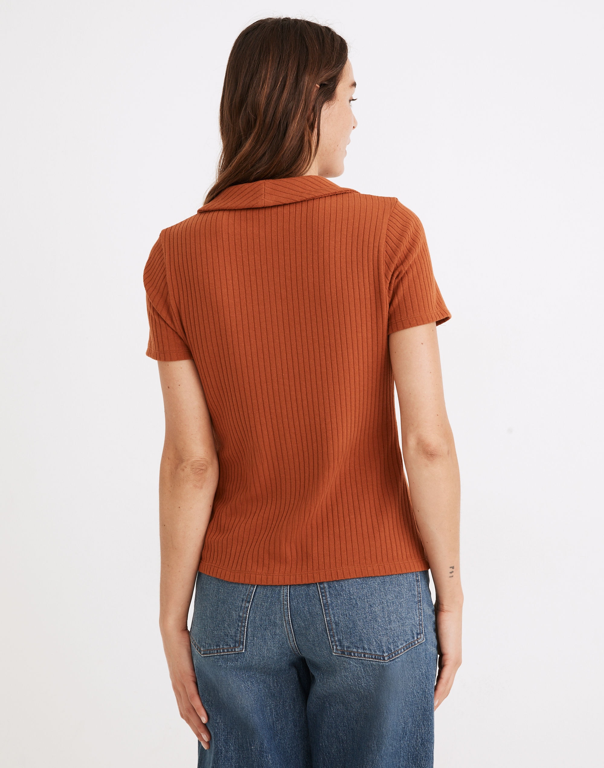 Ribbed Polo Button-Front Tee | Madewell