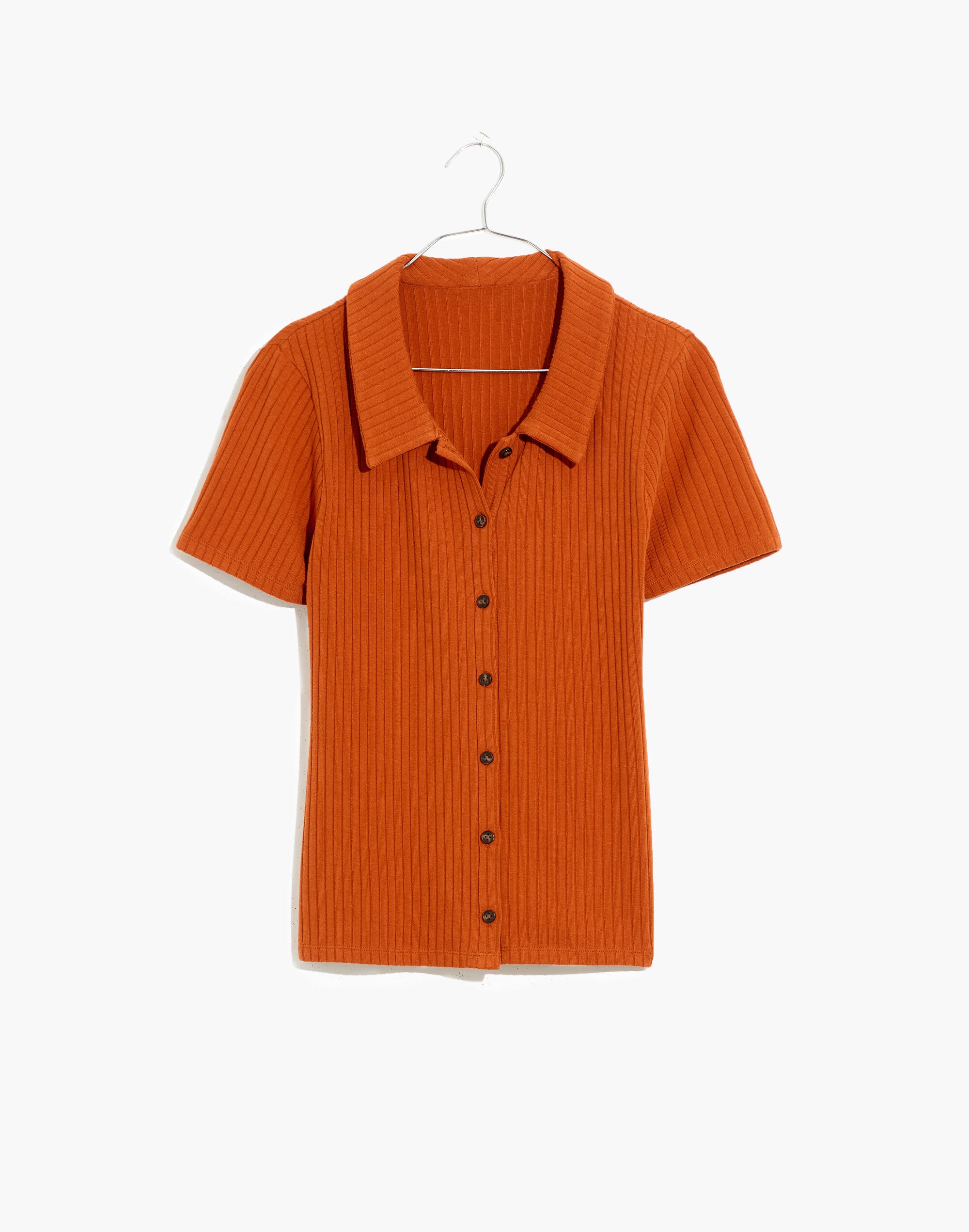 Ribbed Polo Button-Front Tee | Madewell