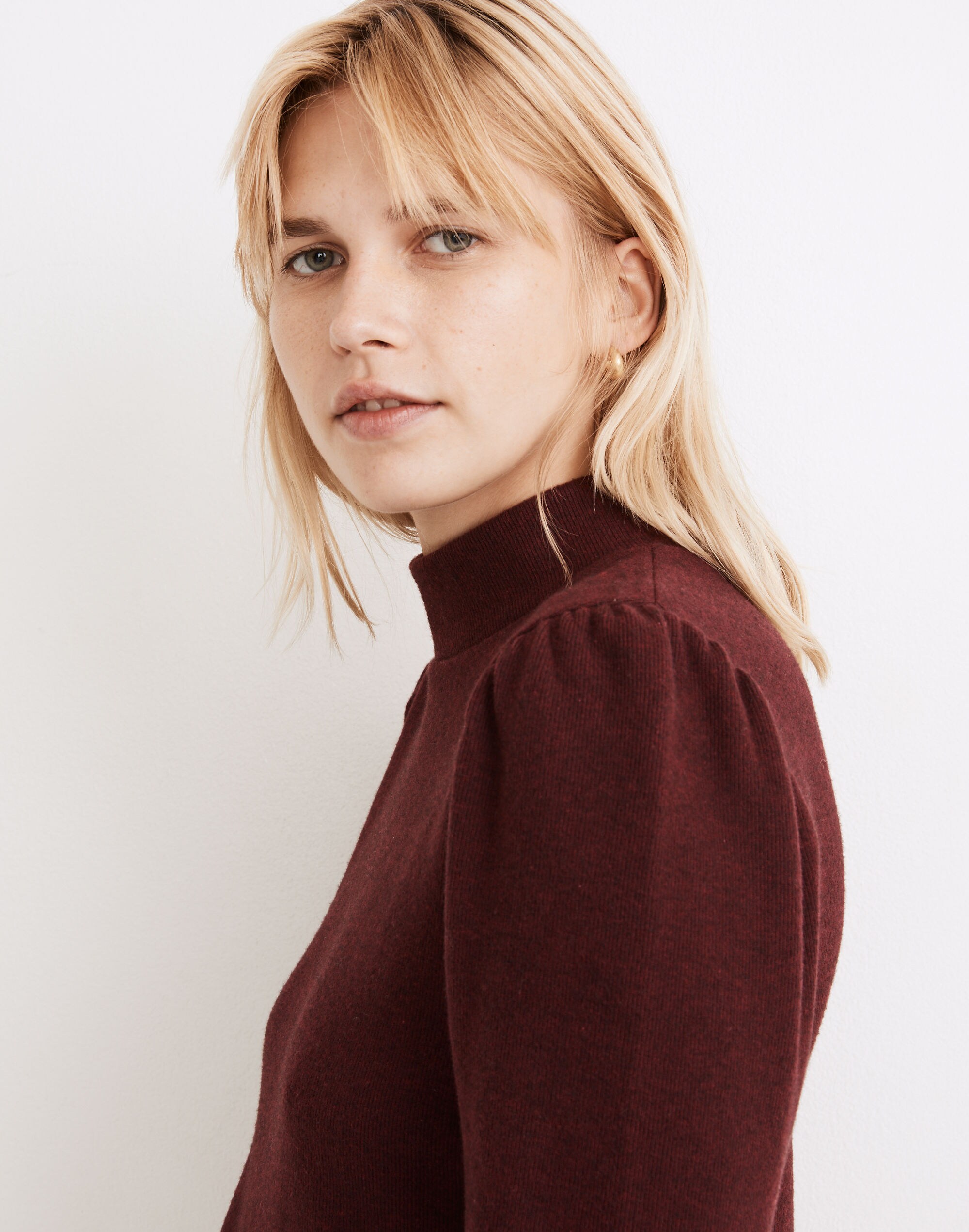 (Re)sourced Plush Mockneck Puff-Sleeve Top | Madewell