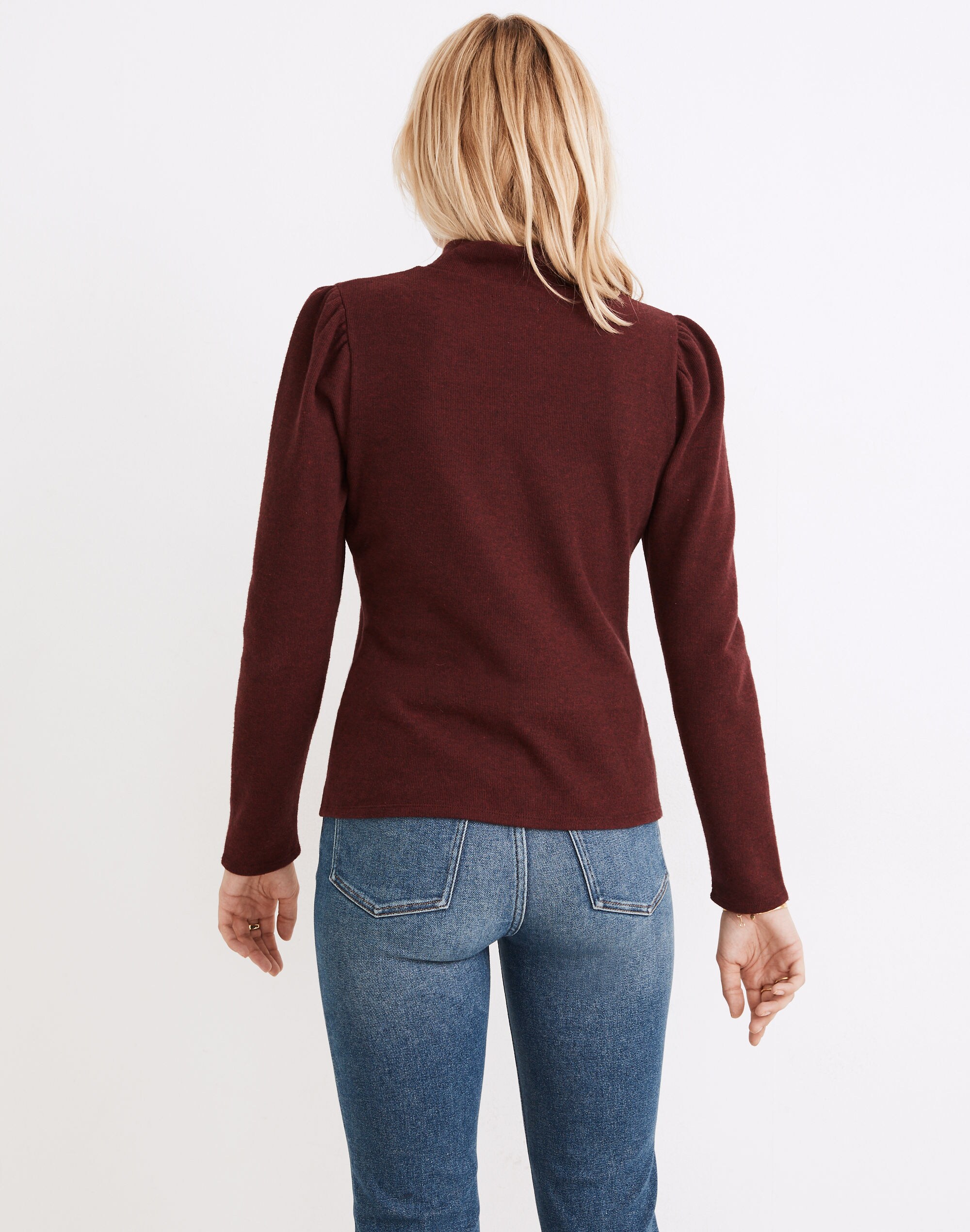 (Re)sourced Plush Mockneck Puff-Sleeve Top | Madewell