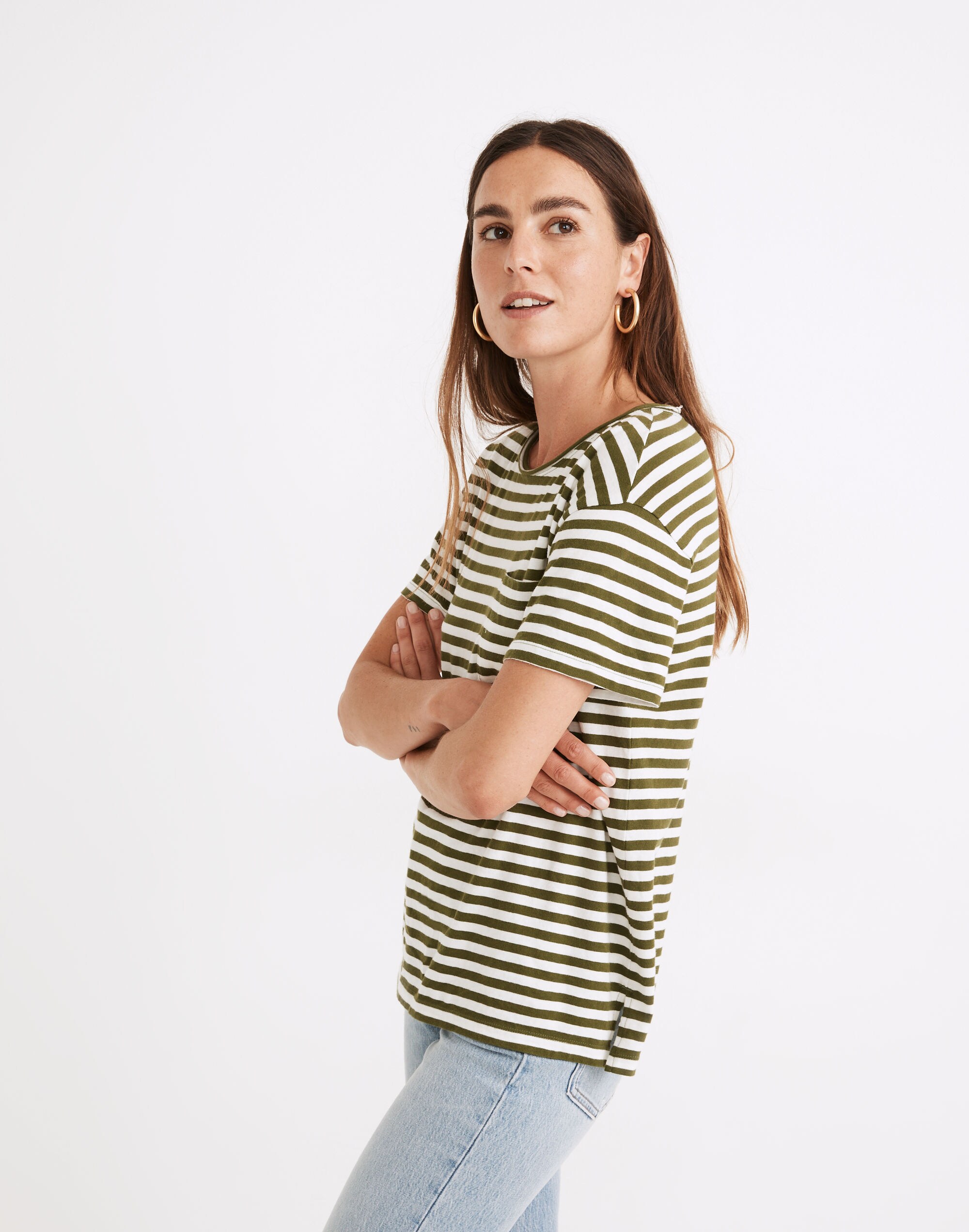 Softfade Cotton Oversized Pocket Tee in Cahita Stripe | Madewell