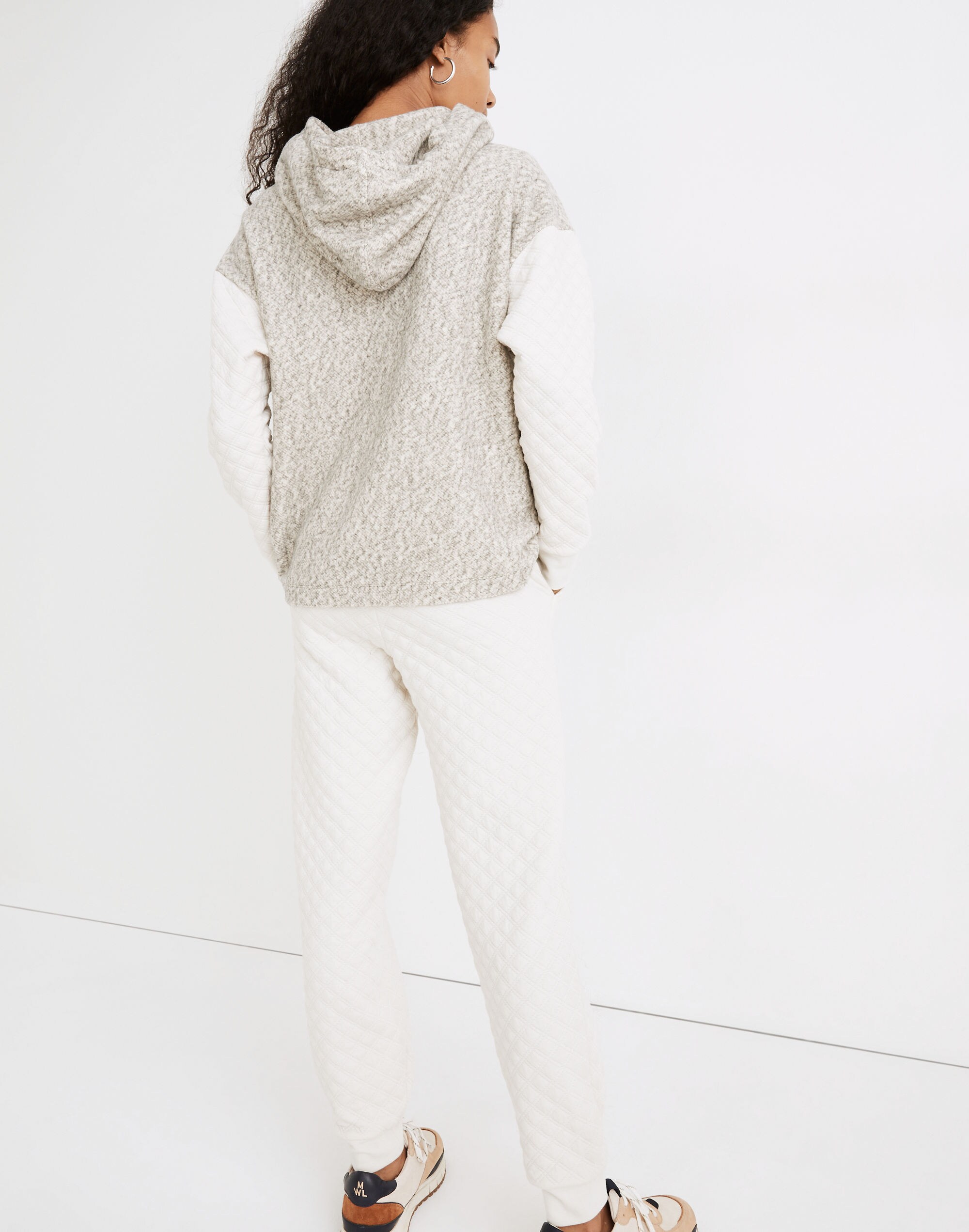 Quilted-Sleeve Hoodie Sweatshirt | Madewell