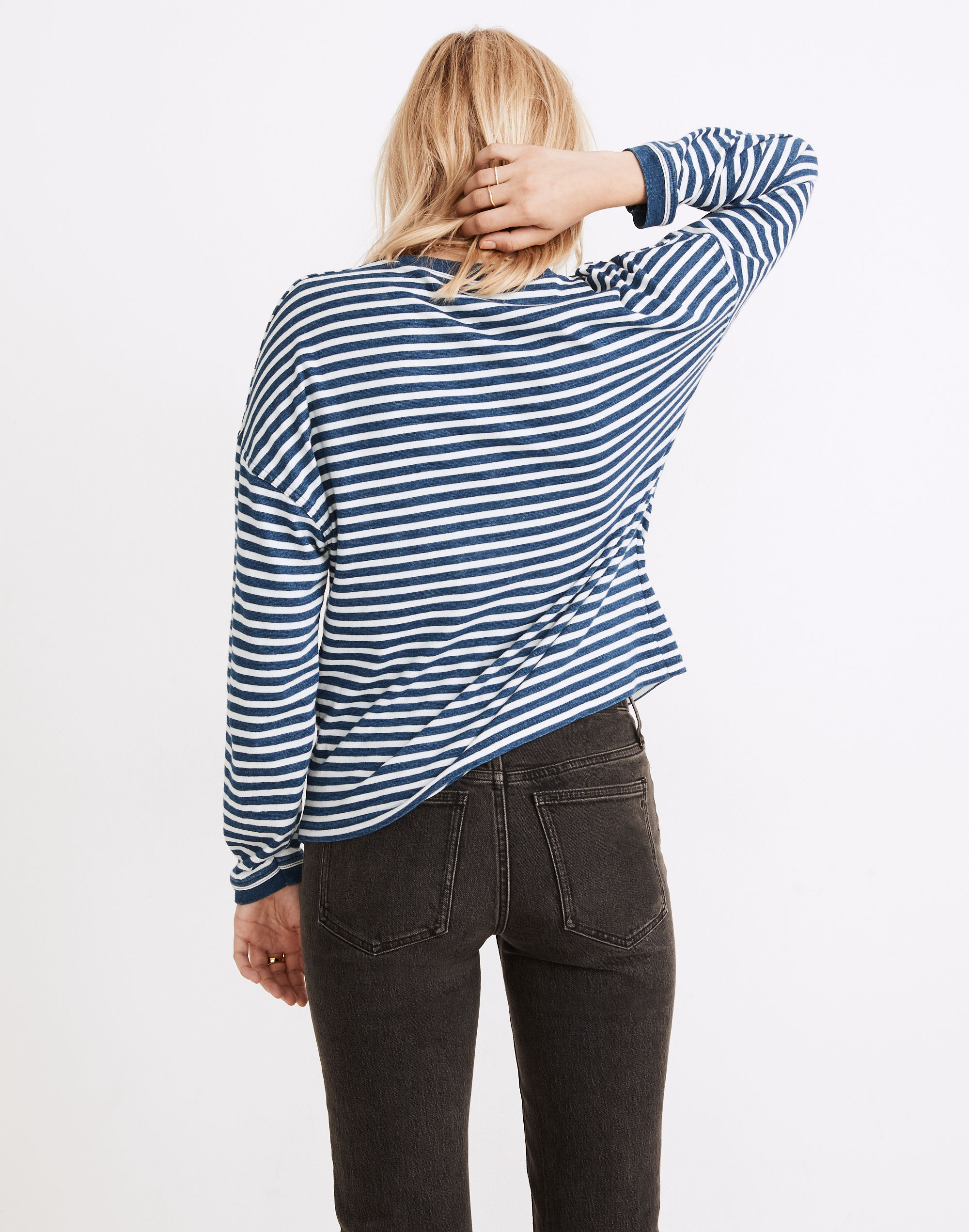 Indigo Stripe-Play Seamed Crop Tee | Madewell