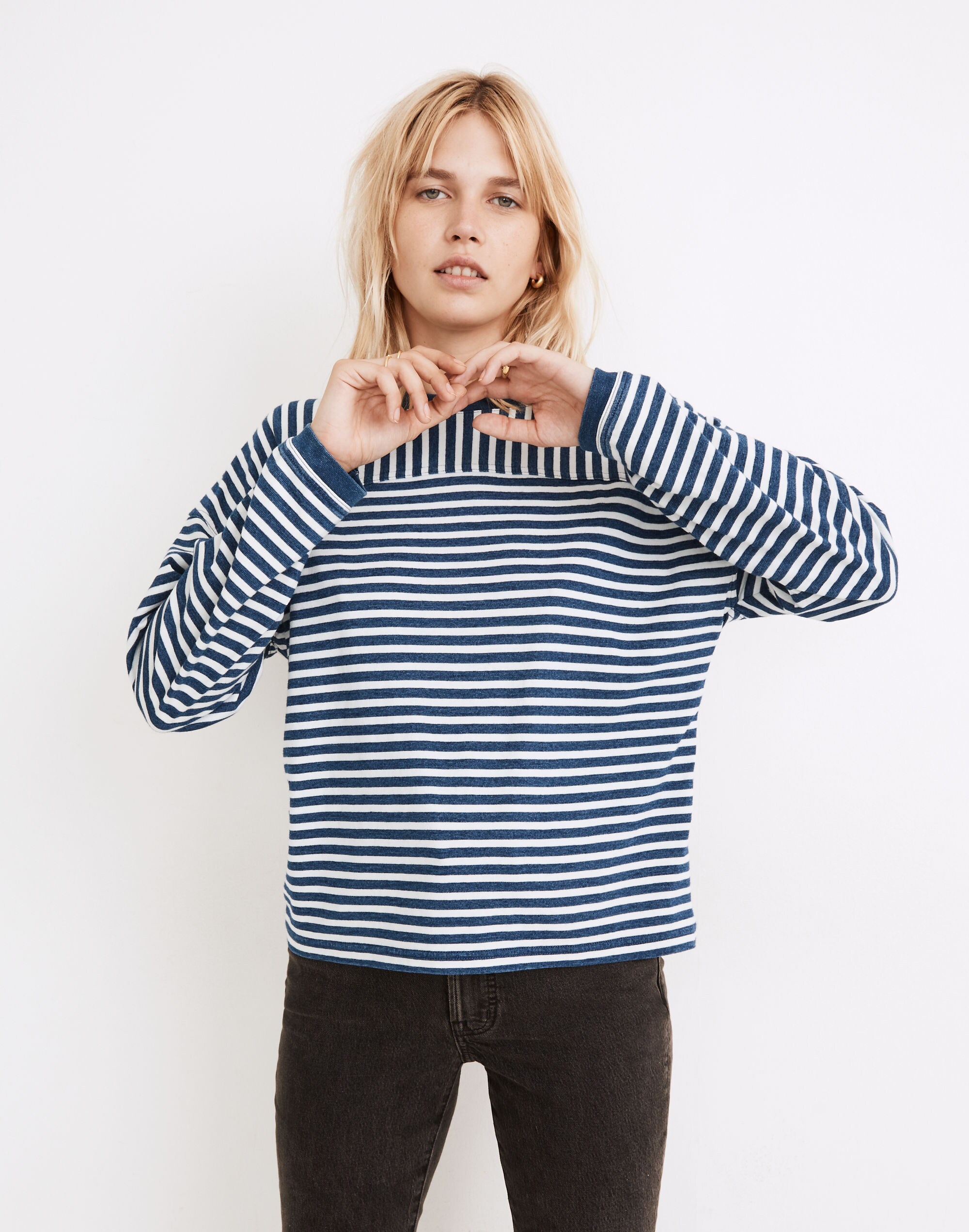 Indigo Stripe-Play Seamed Crop Tee | Madewell