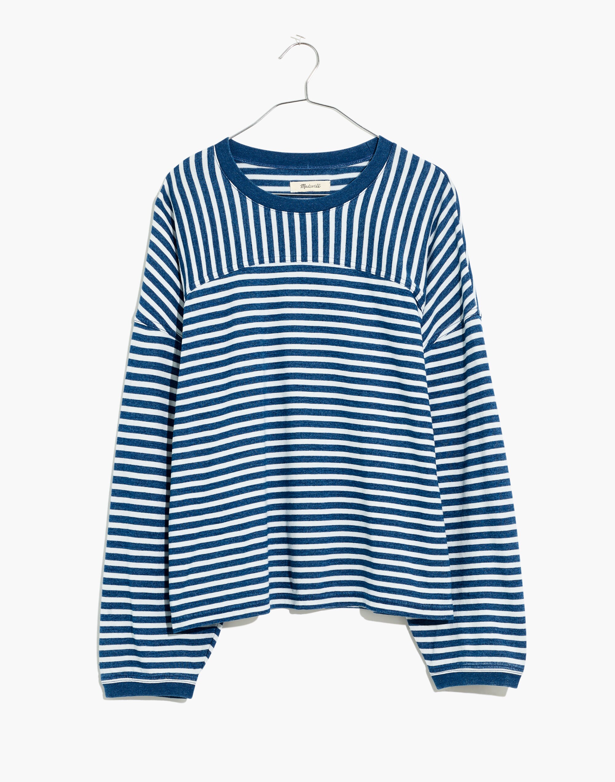 Indigo Stripe-Play Seamed Crop Tee | Madewell