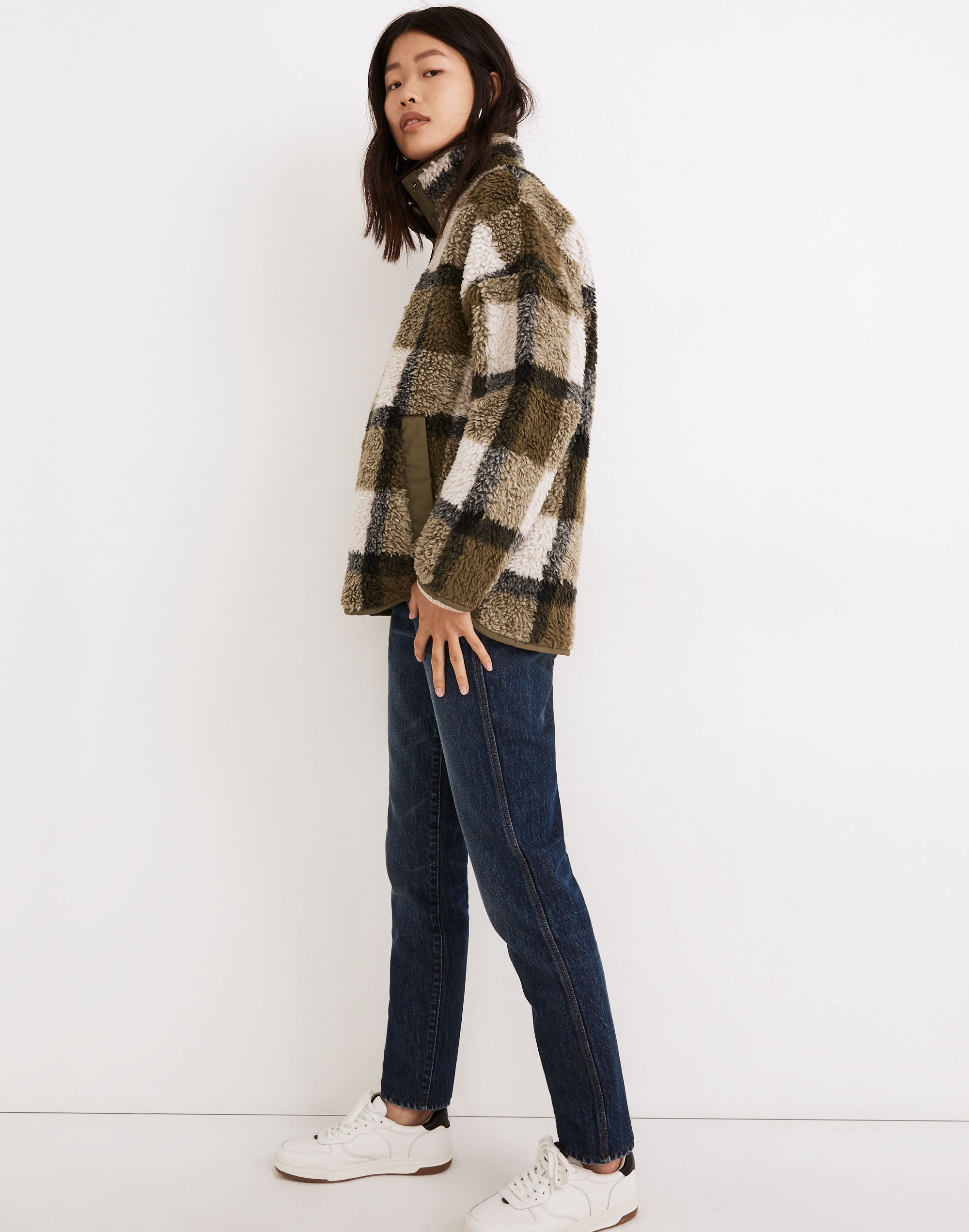 (Re)sourced Sherpa Popover Tunic Jacket in Plaid | Madewell