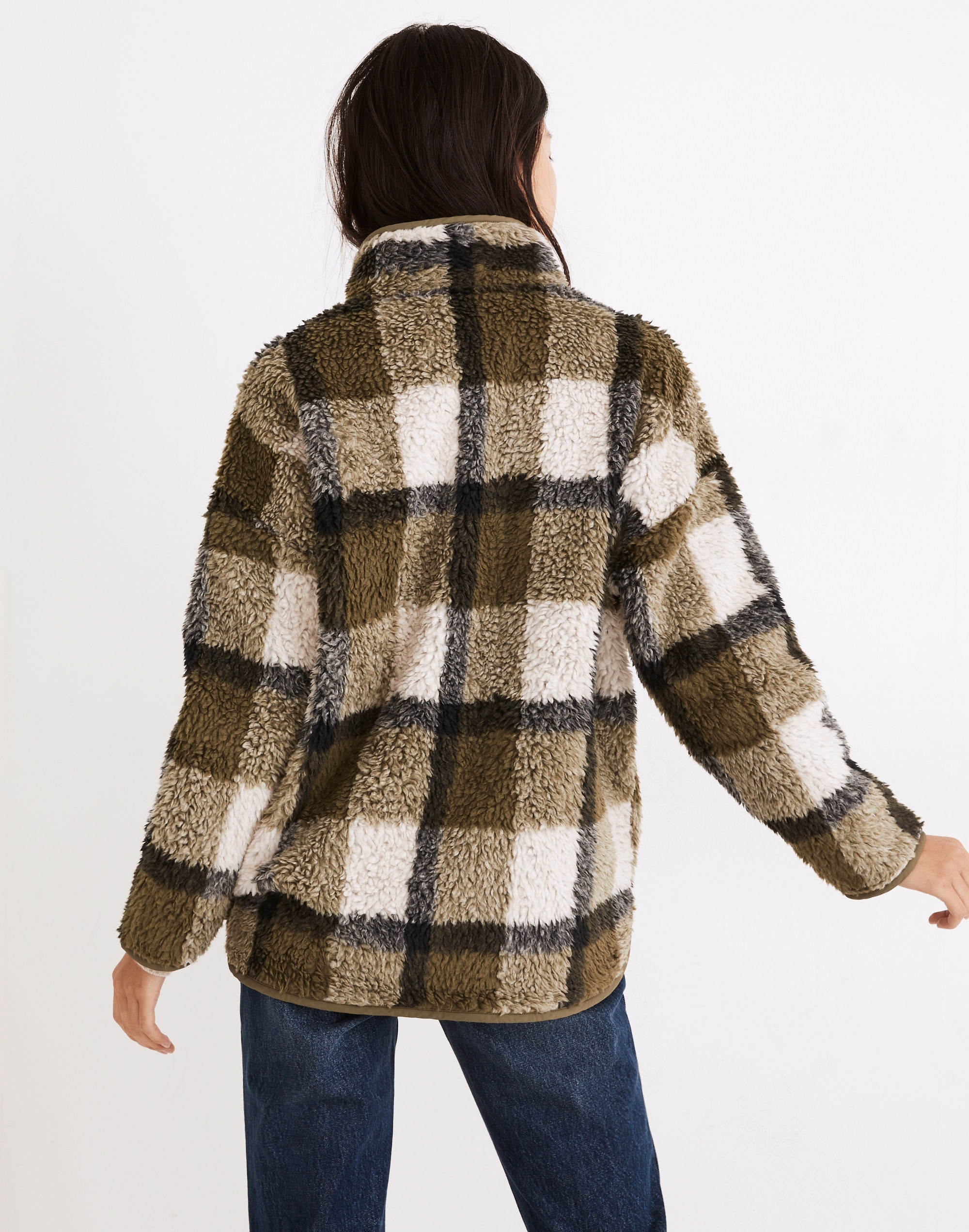 (Re)sourced Sherpa Popover Tunic Jacket in Plaid | Madewell