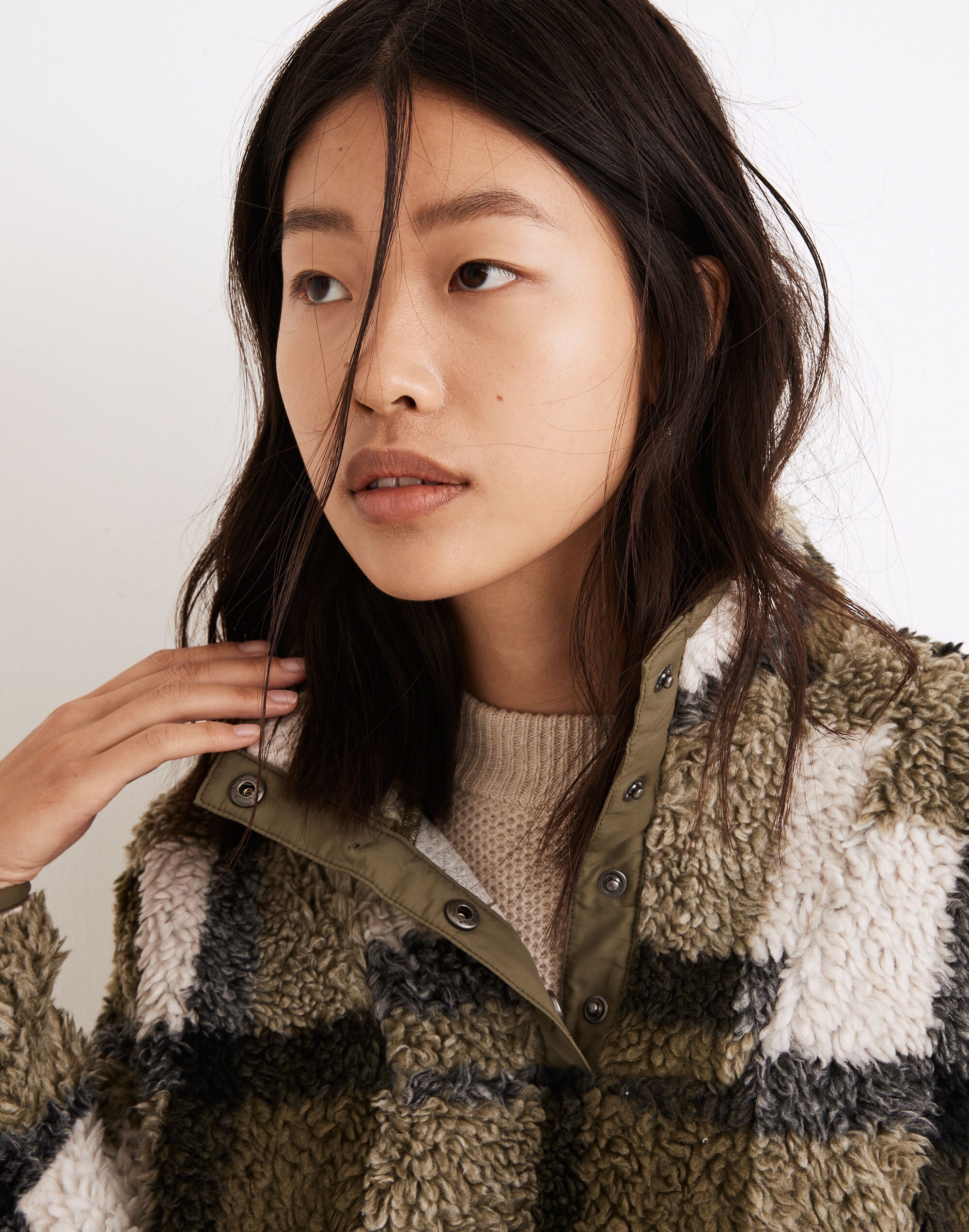 (Re)sourced Sherpa Popover Tunic Jacket in Plaid | Madewell