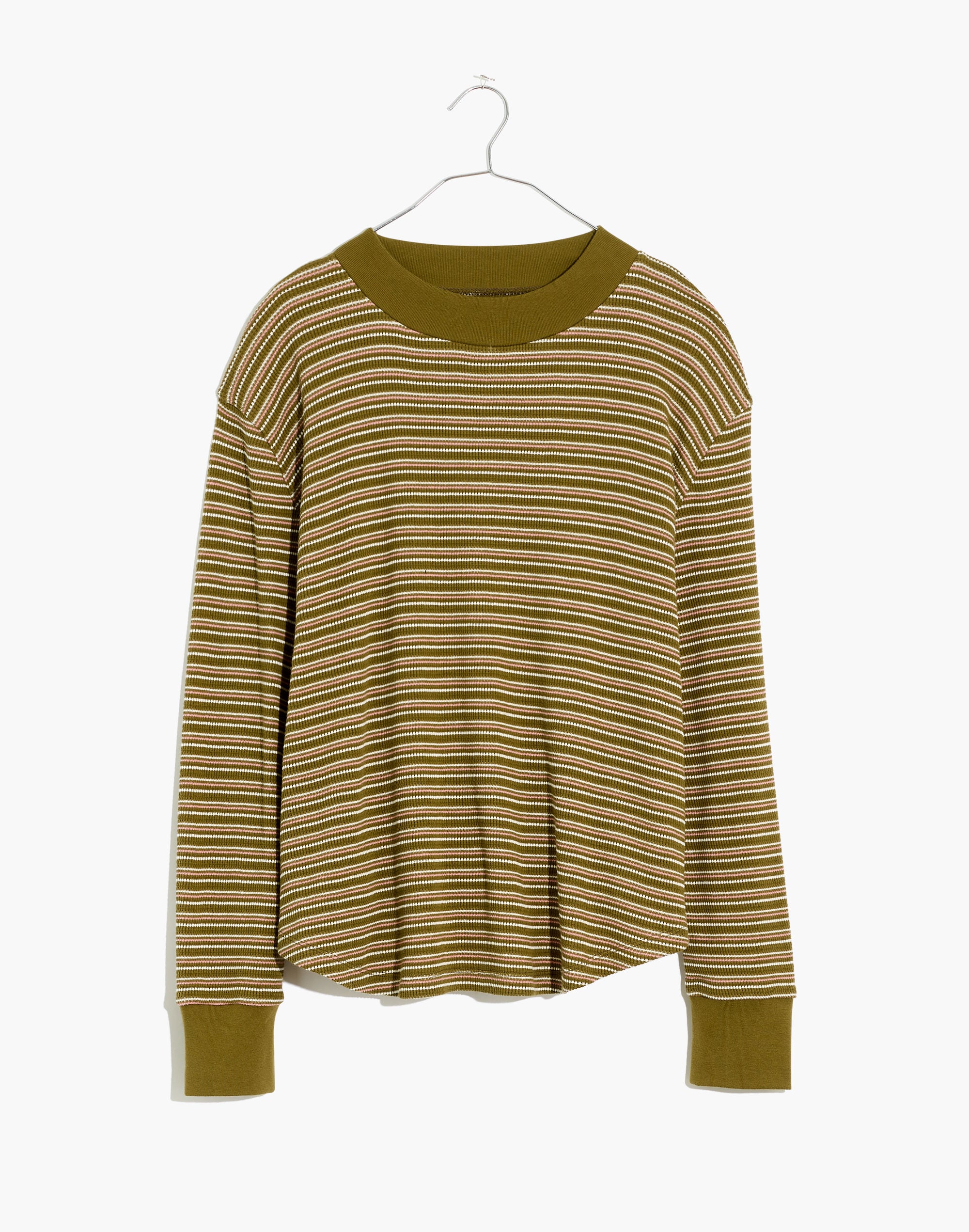 Mockneck Waffle Sweatshirt Tee in Stripe | Madewell