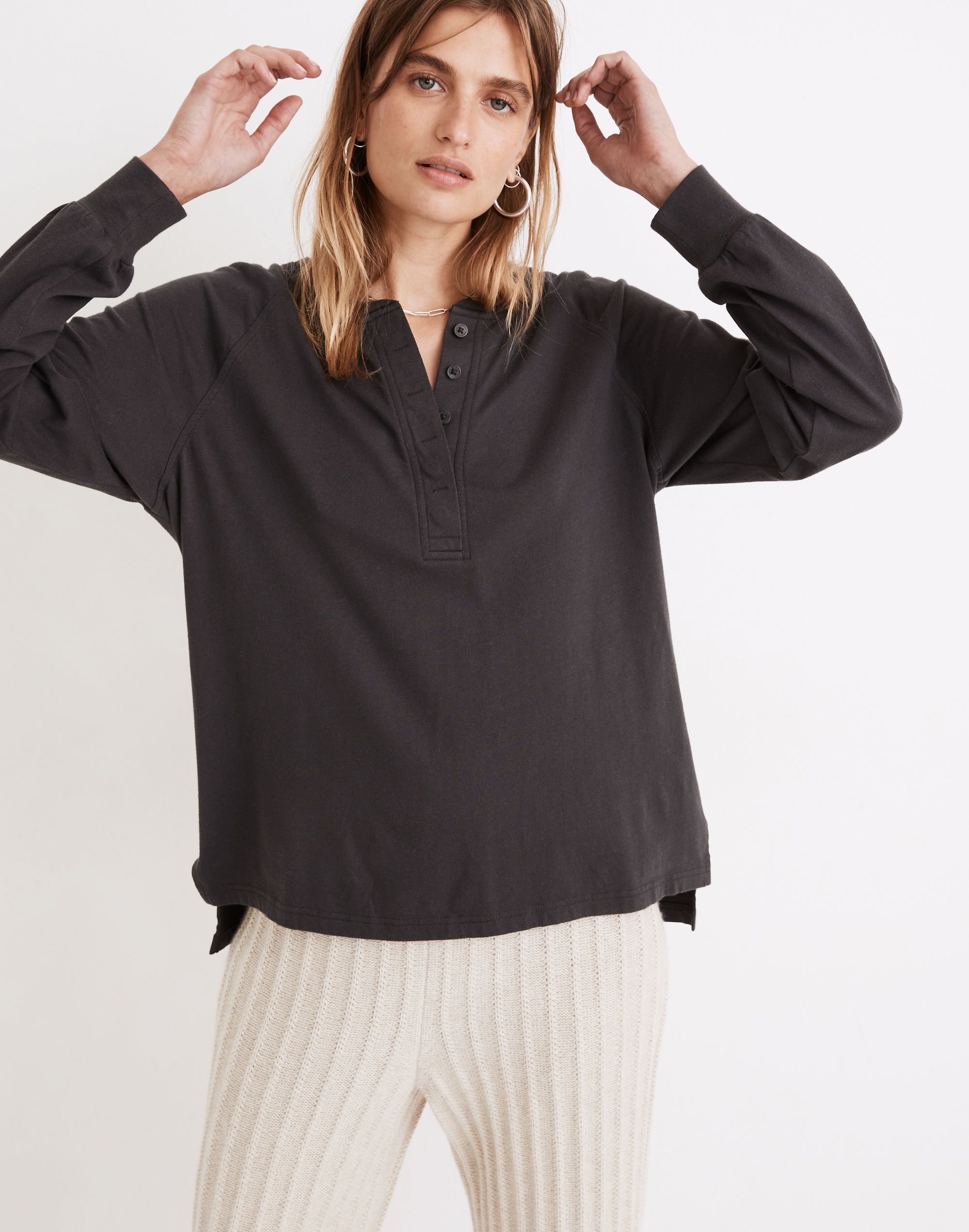 (Re)sourced Cotton Henley Relaxed Tee | Madewell