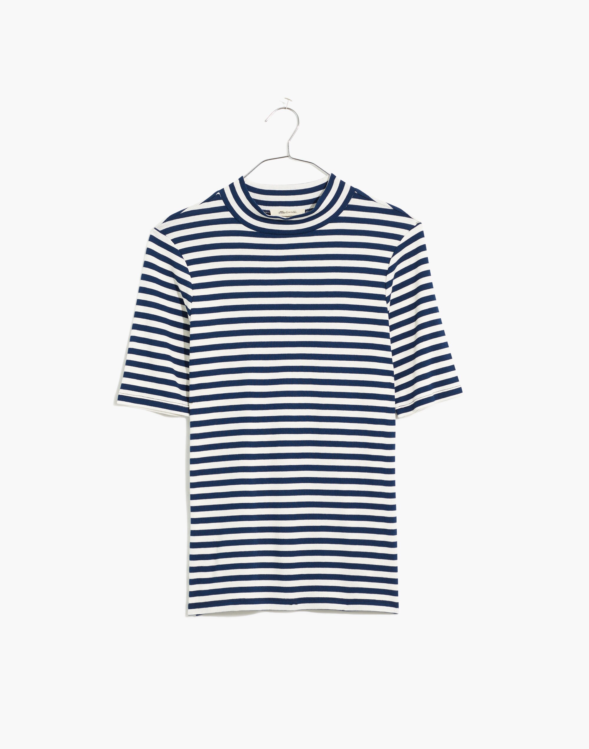 Drapey-Rib Mockneck Top Stripe | Madewell