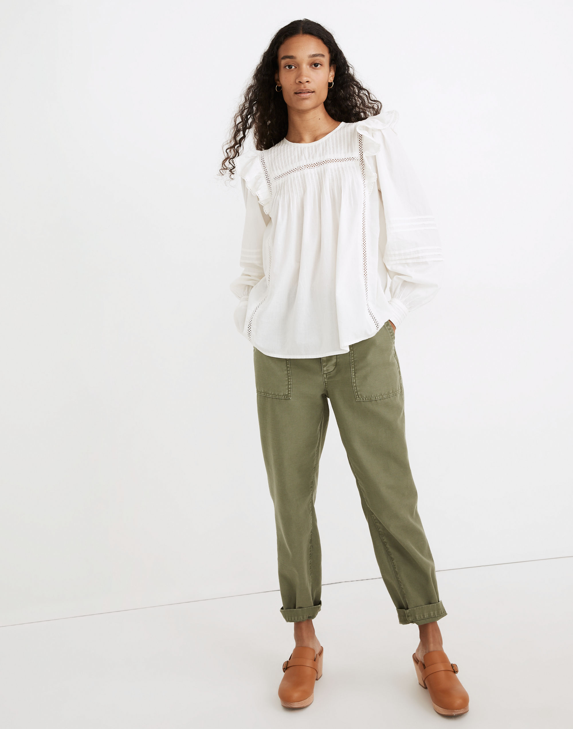 Full-Sleeve Pintuck Ruffle Top | Madewell