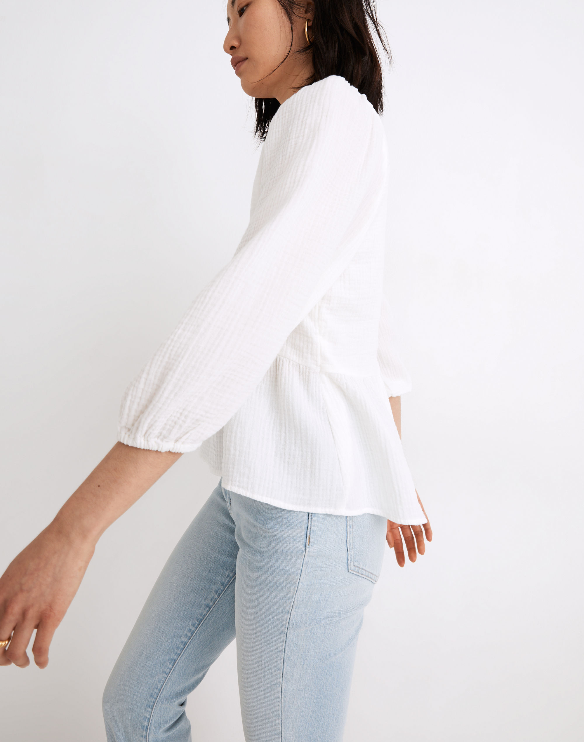 Lightspun Millbrook Puff-Sleeve Peplum Top | Madewell