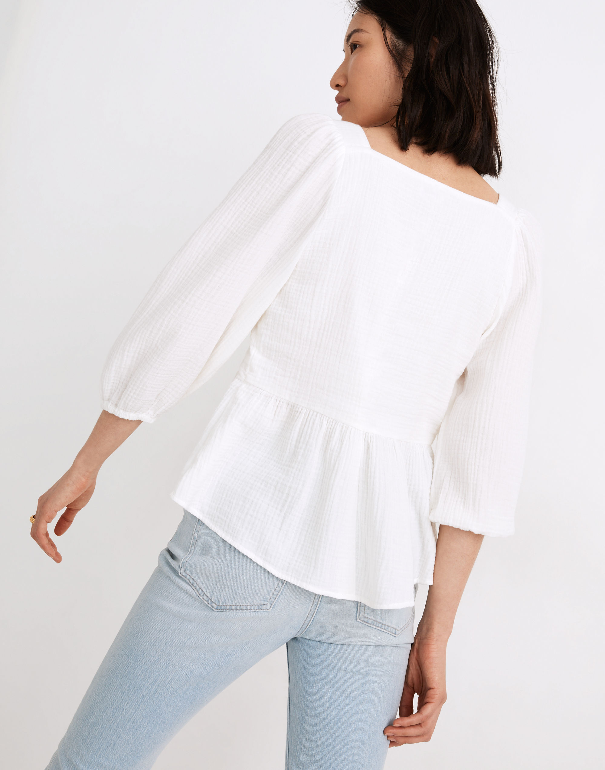 Lightspun Millbrook Puff-Sleeve Peplum Top | Madewell