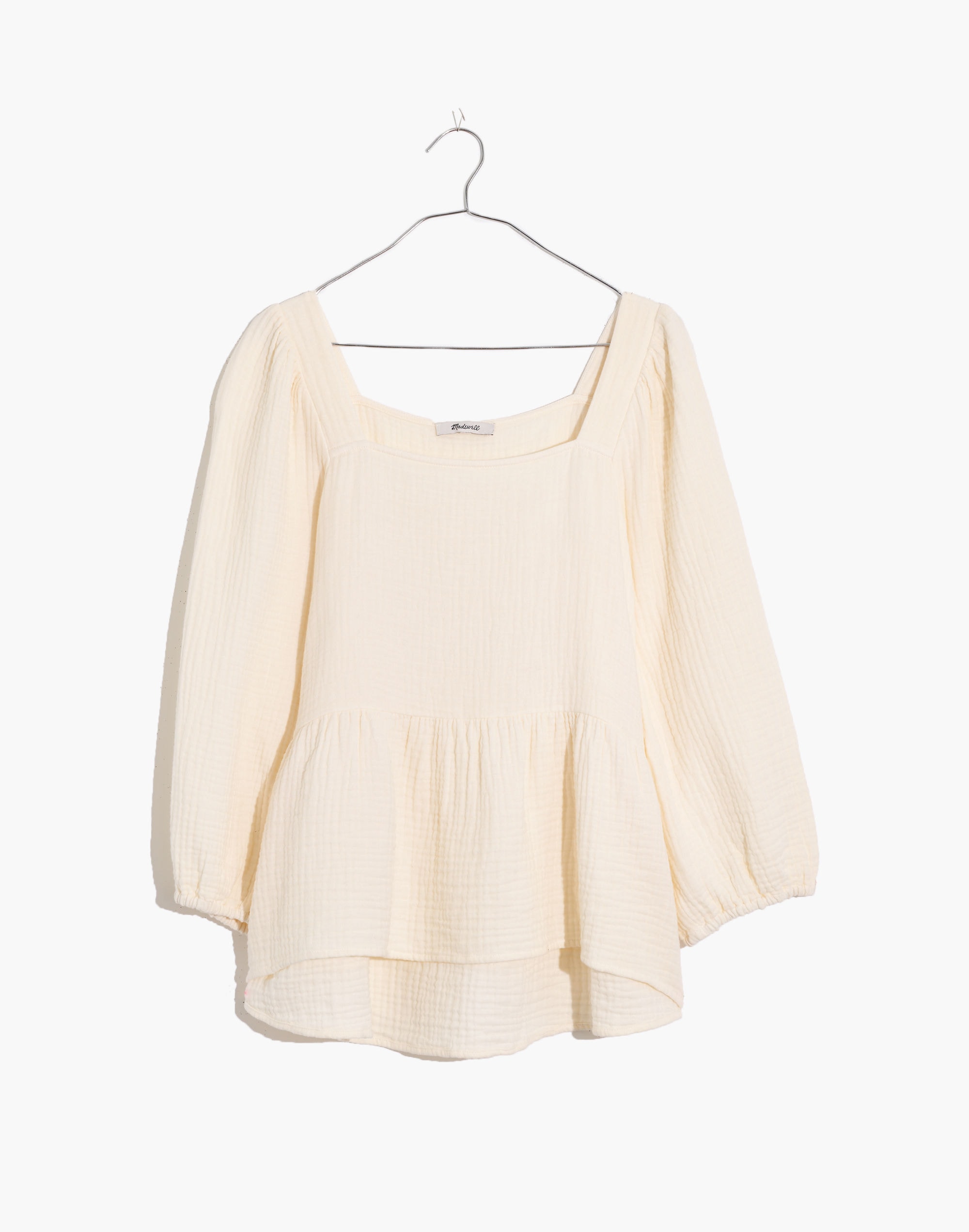 Lightspun Millbrook Puff-Sleeve Peplum Top | Madewell