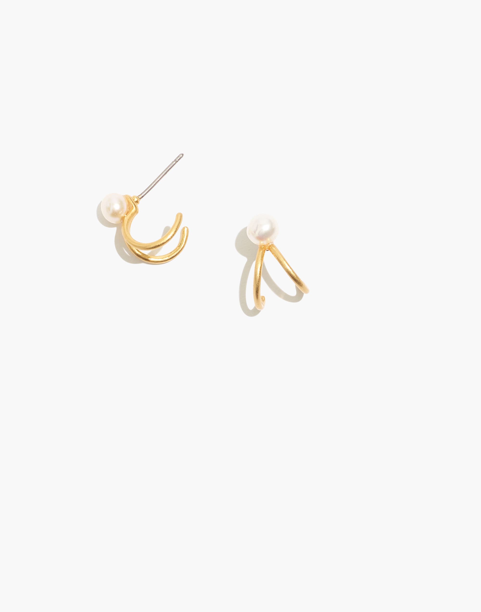 Pearl Double-Prong Huggie Hoop Earrings | Madewell