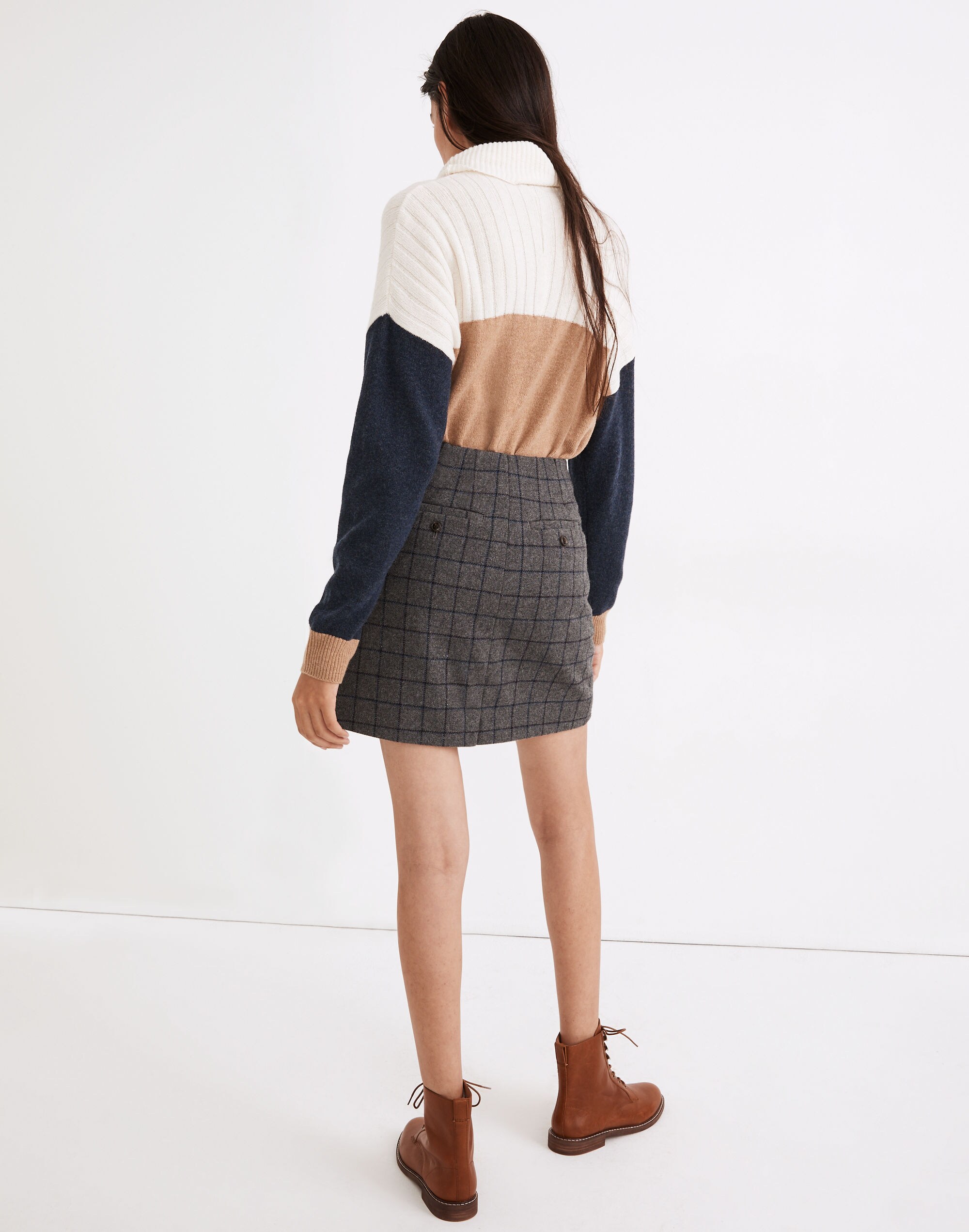 Wool Button-Front Mini Skirt Windowpane | Madewell