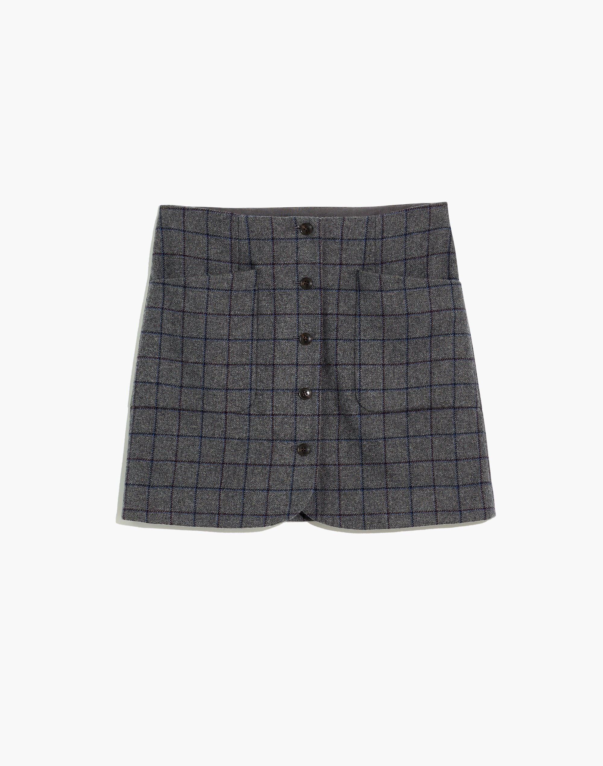 Wool Button-Front Mini Skirt Windowpane | Madewell