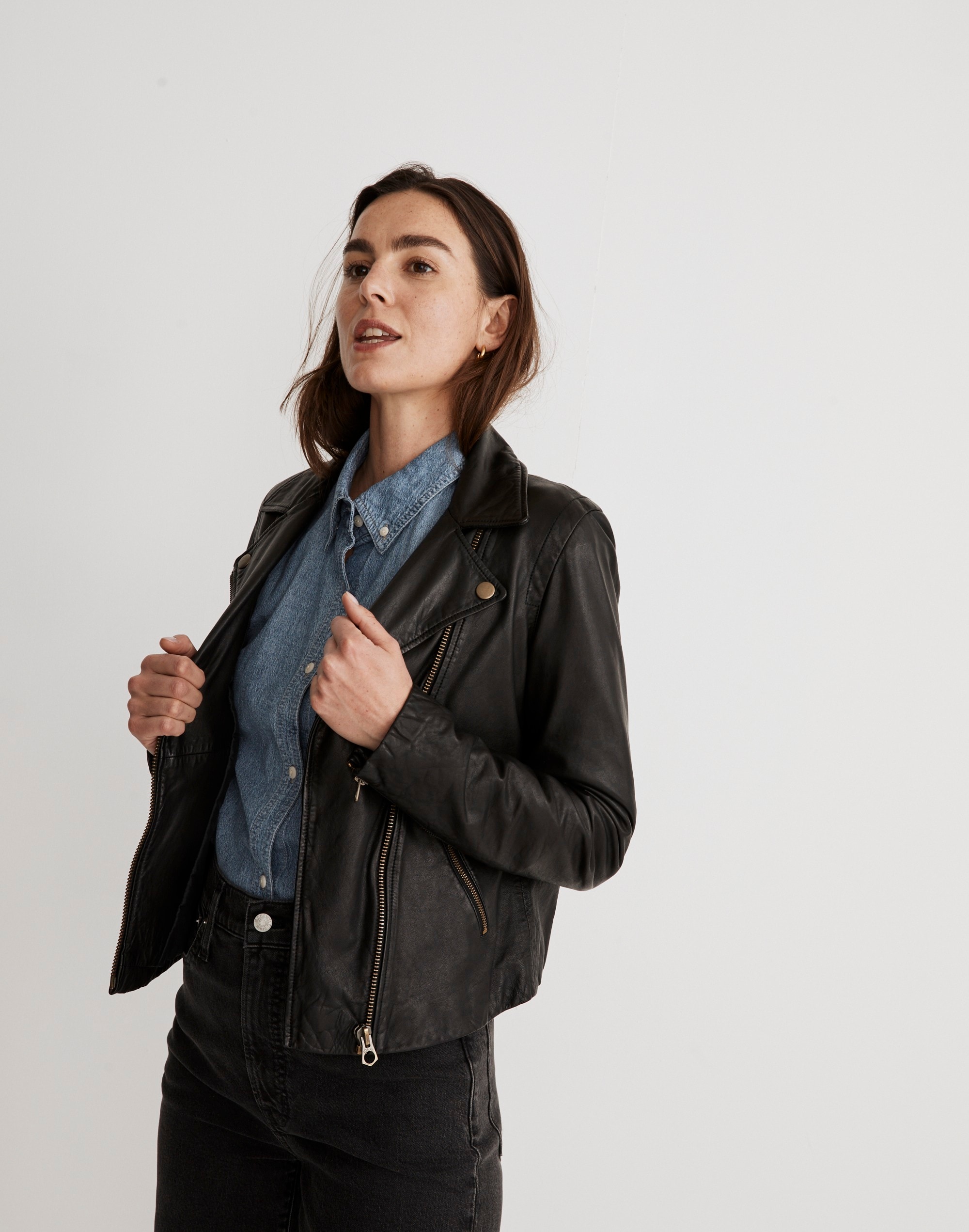 TOPSHOP Topshop faux leather oversized washed bomber, Brown Women's Bomber