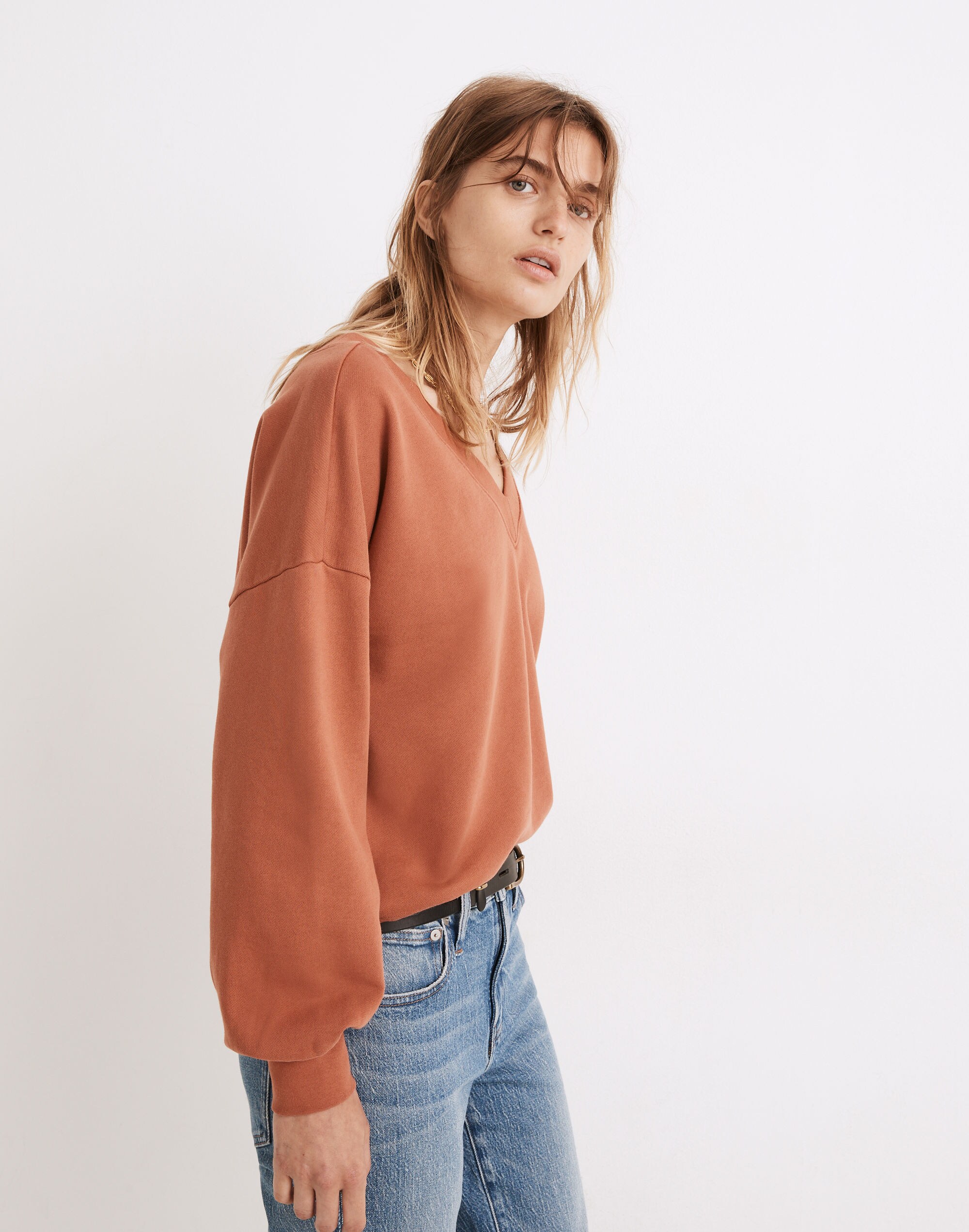 (Re)sourced Cotton V-Neck Sweatshirt | Madewell