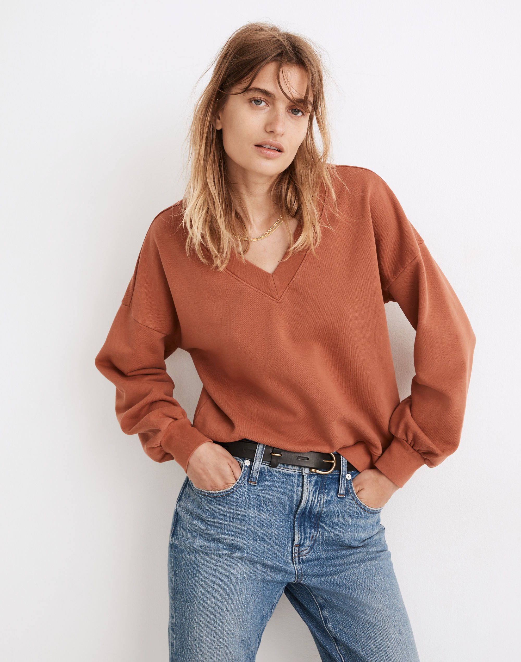 (Re)sourced Cotton V-Neck Sweatshirt | Madewell