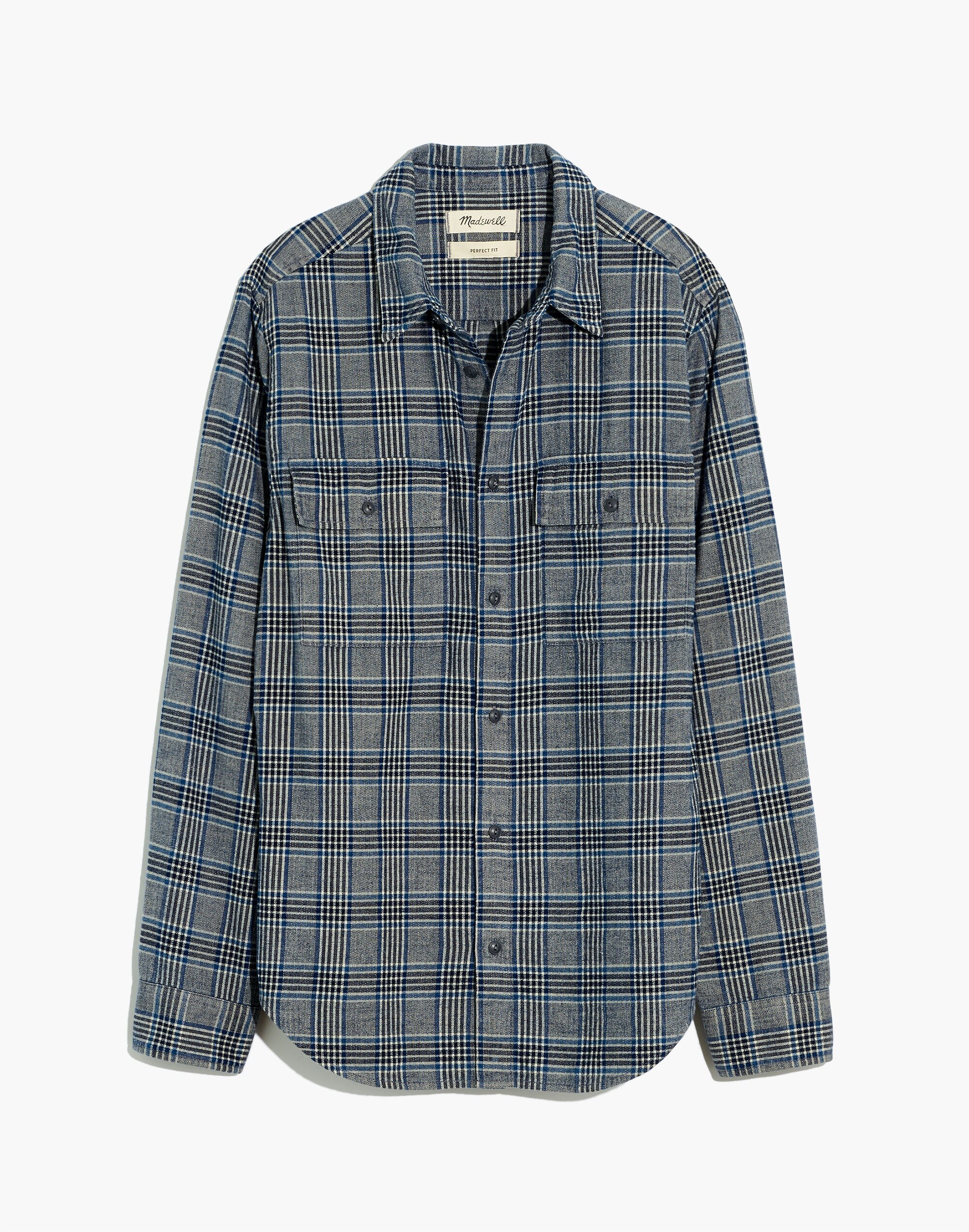 Perfect Long-Sleeve Shirt Indigo Plaid | Madewell