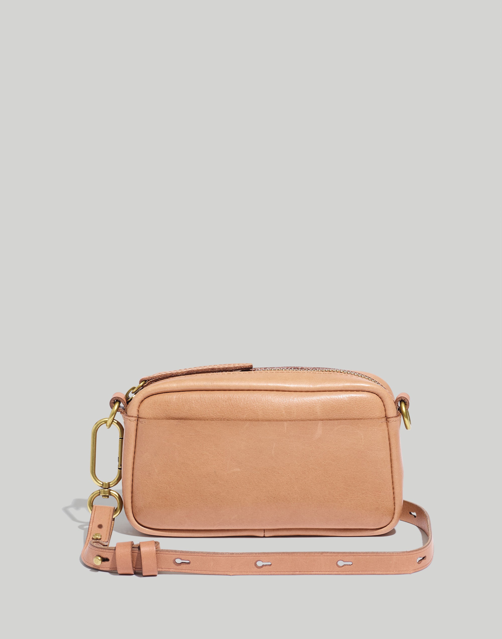 Madewell The Leather Carabiner Mini Crossbody Bag in Warm Hickory - Size One S