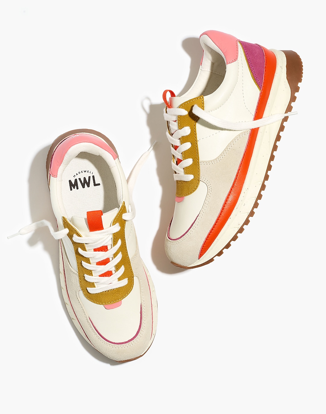 Madewell Kickoff Trainer Sneakers in Recycled Nylon and Pink Nubuck