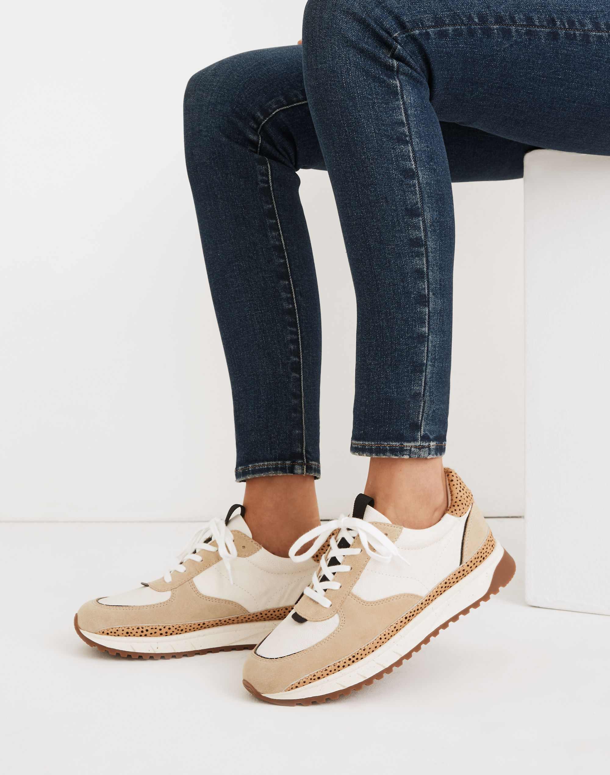 Madewell Kickoff Trainer Sneakers in Recycled Nylon and Pink Nubuck
