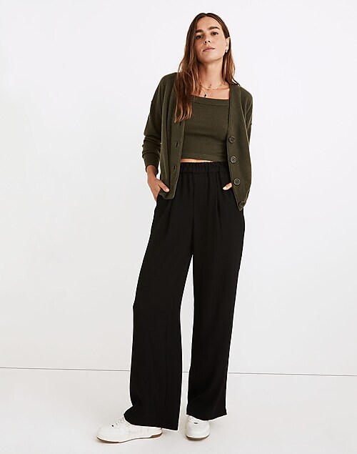 Women's High-Rise Wide Leg Linen Pull-On Pants - A New Day™ Black XS