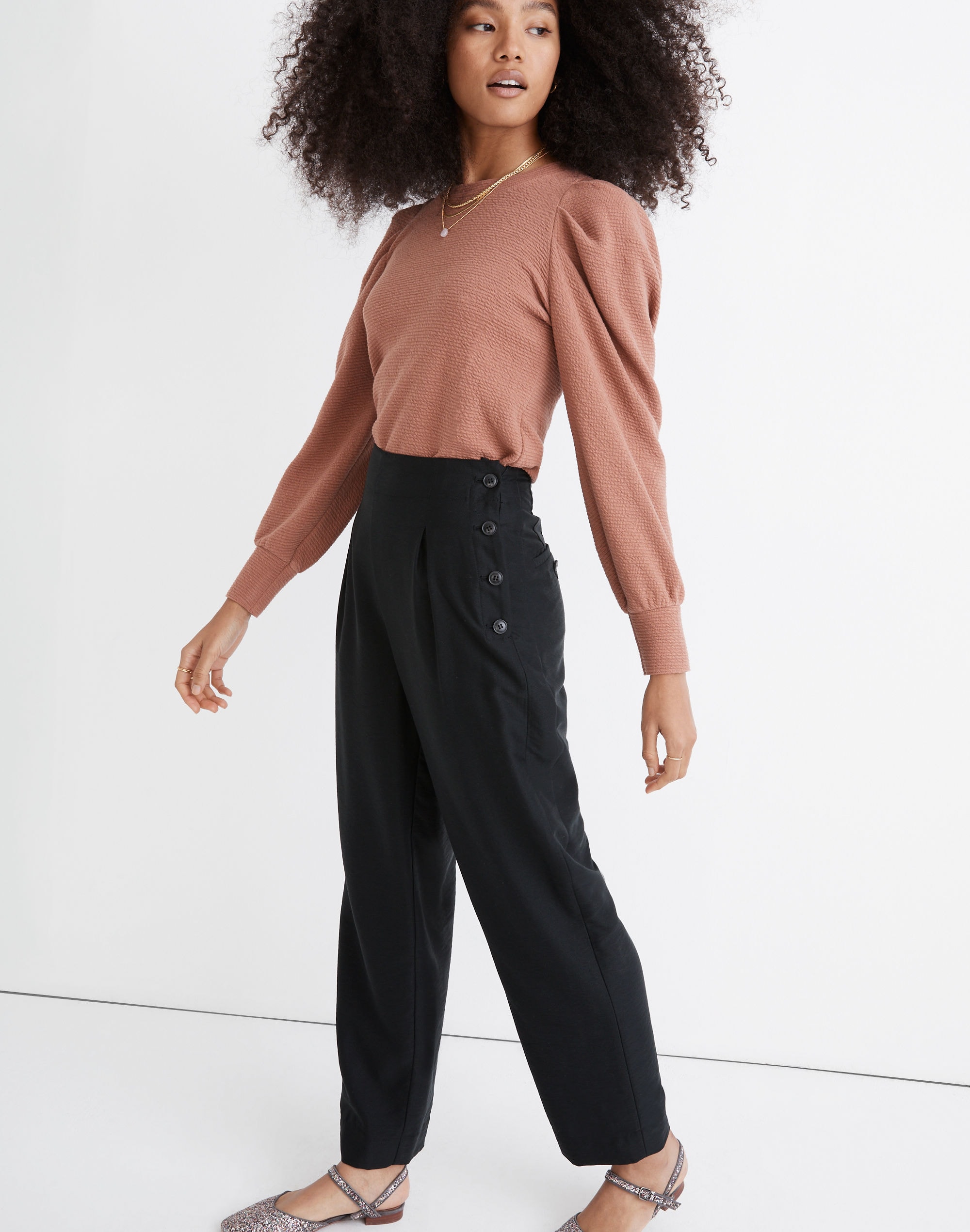 cruffin side snap button cropped pants-