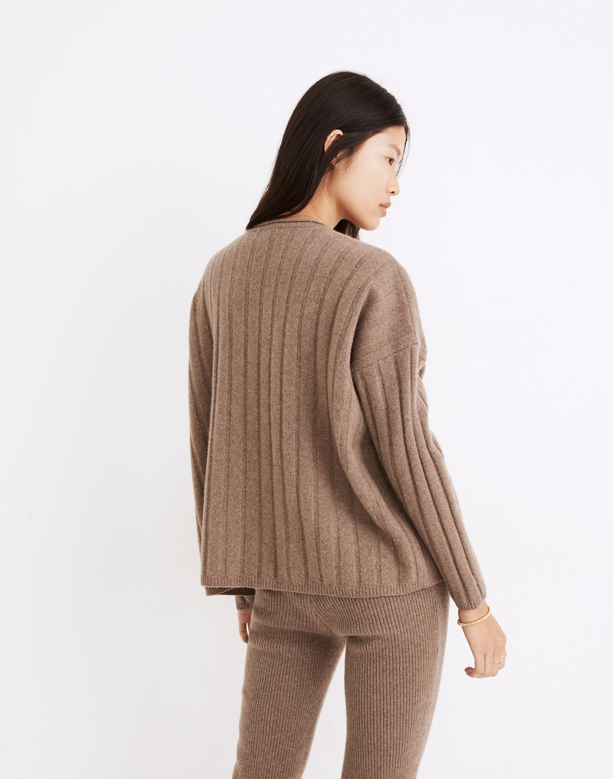 (Re)sourced Cashmere Stitched-Rib V-Neck Sweater | Madewell