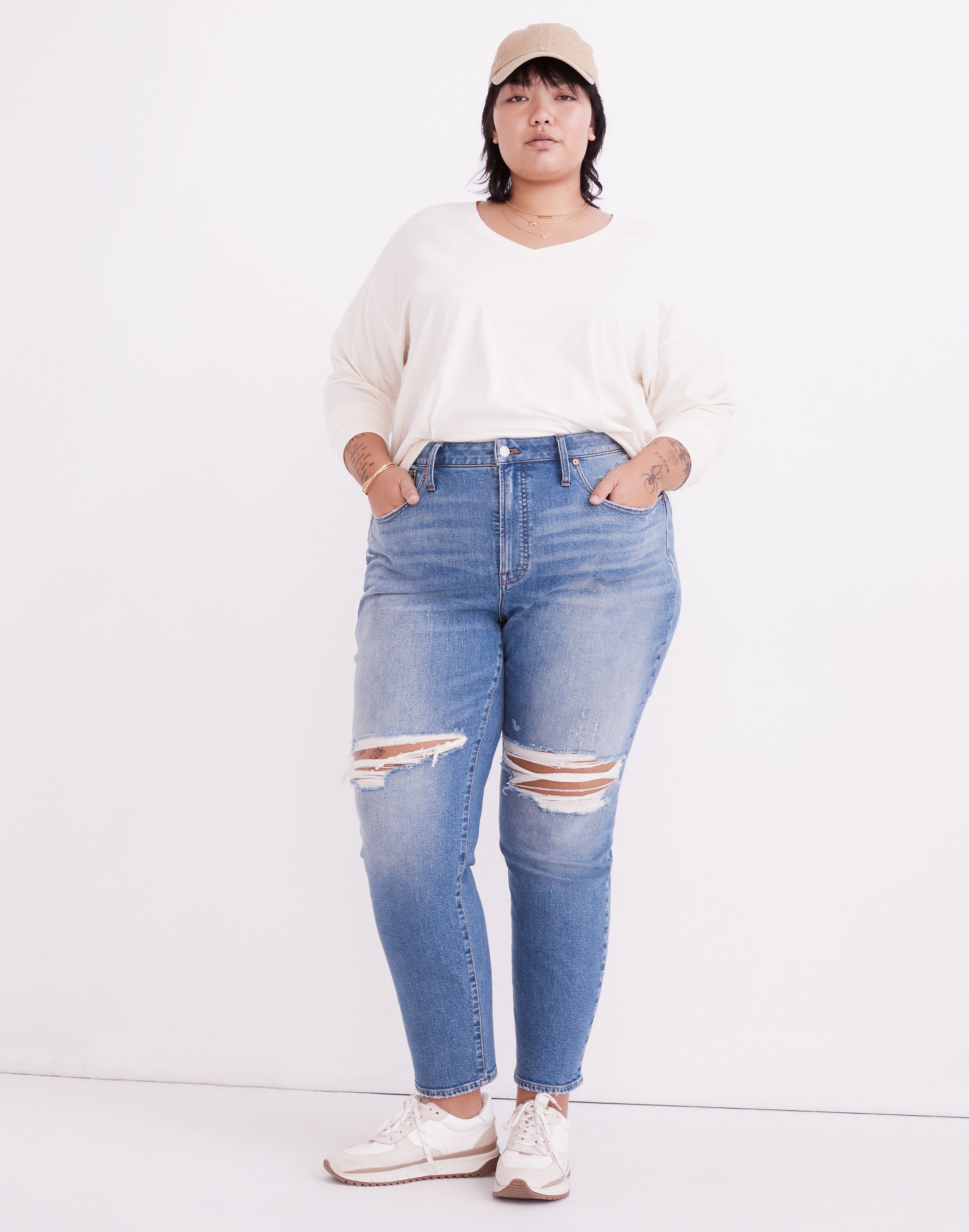 The Plus Curvy Perfect Vintage Jean in Denman Wash: Ripped Edition | Madewell